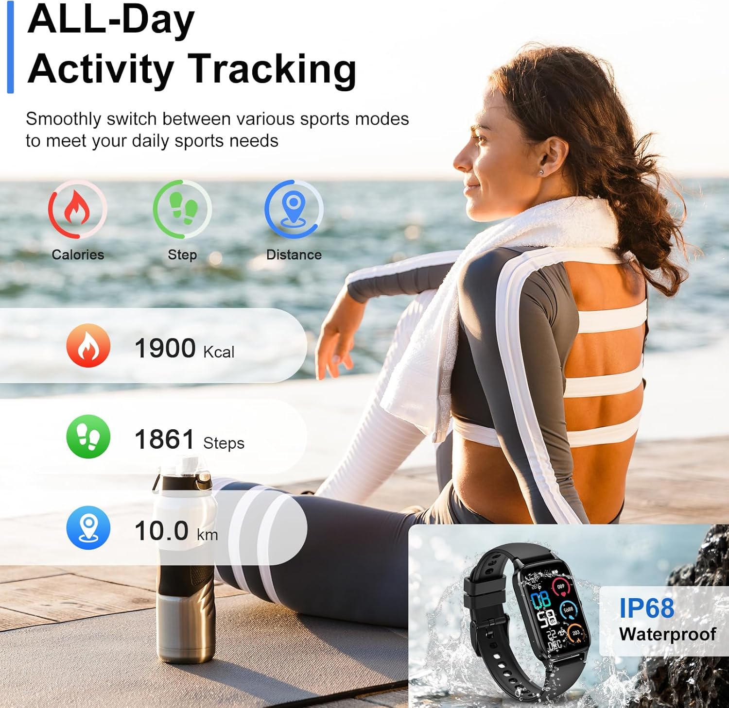 Detalle de Smart Watch for Men & Women with 1.57" TFT Touch Display, 110+ Sports Modes and IP68 Waterproofing