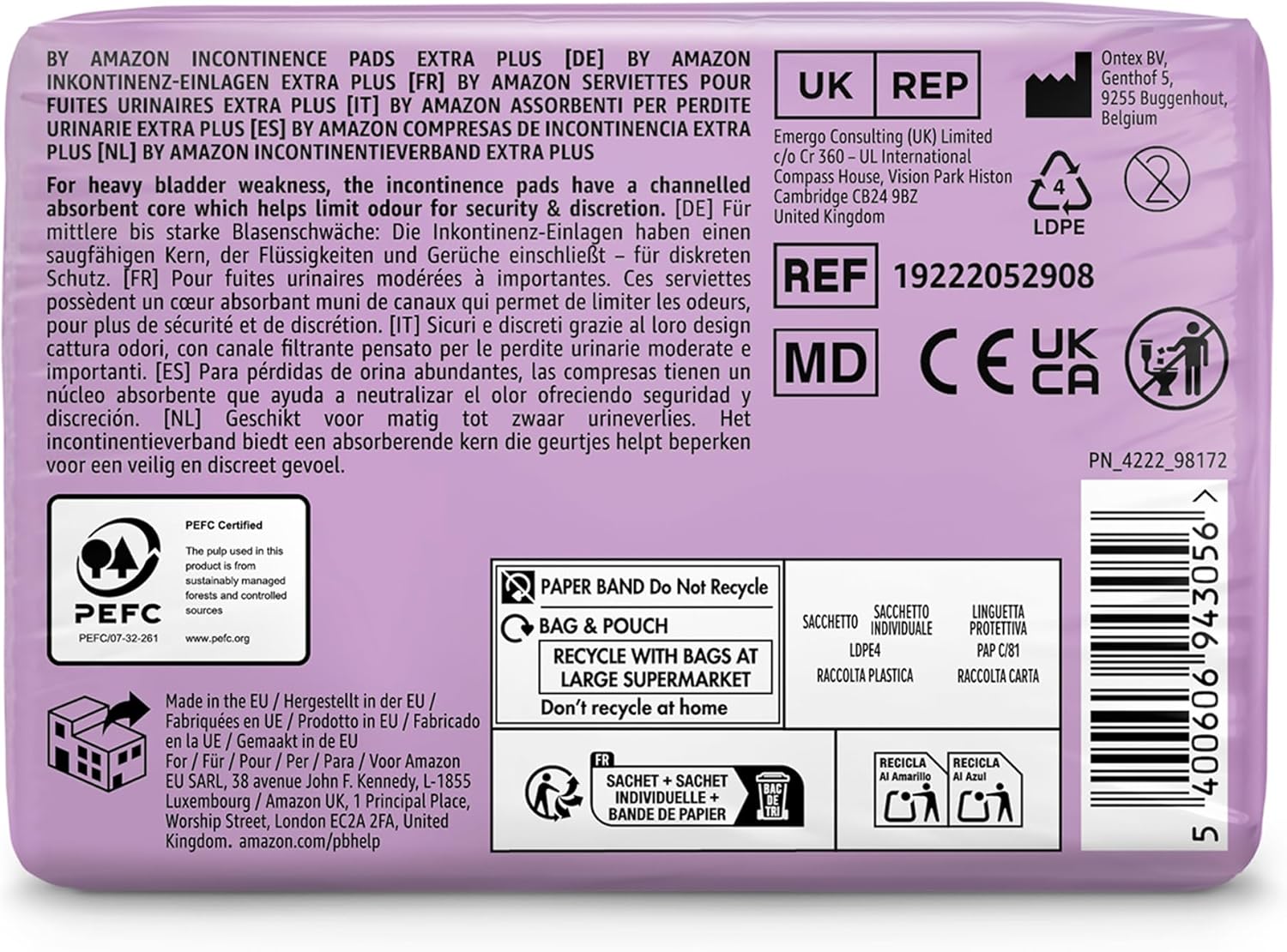 Thumbnail 4 de by Amazon Extra Plus Incontinence Pads Unscented, 48 Pack (6 Packs of 8) – A Practical Choice for Everyday Comfort