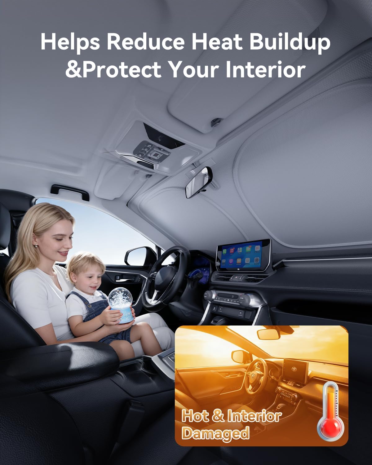Thumbnail 4 de helloleiboo Graphene Dual-Layer Windshield Sun Shade (Foldable, UV Protection, Silver)