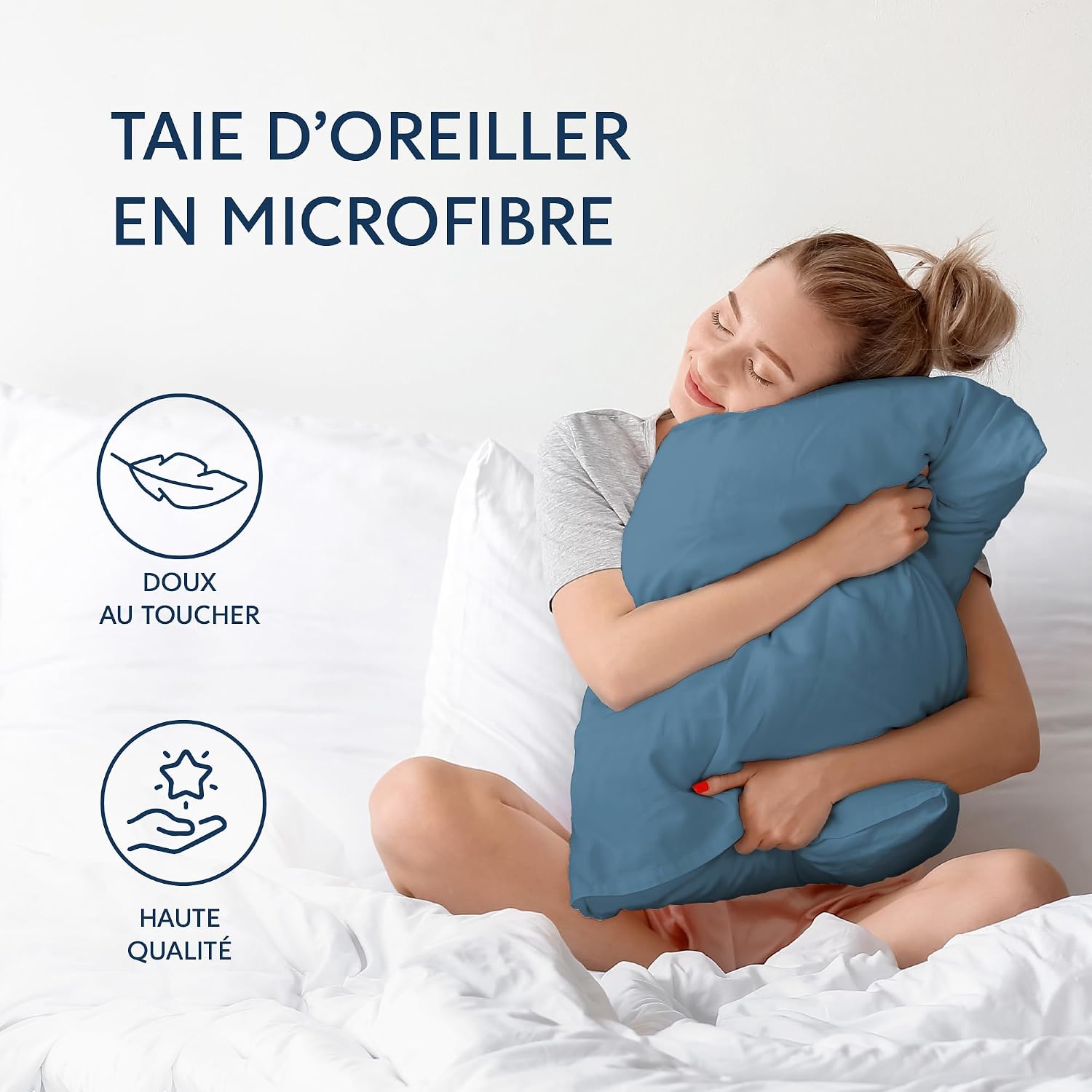 Detalle de Dreamzie Taie Oreiller 60x60 Lot de 2 Bleu Clair