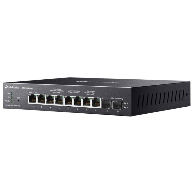 Detalle 2 de TP-Link Omada SG2210XMP-M2: Switch gestionado 2.5G con PoE+ y 10G para redes empresariales