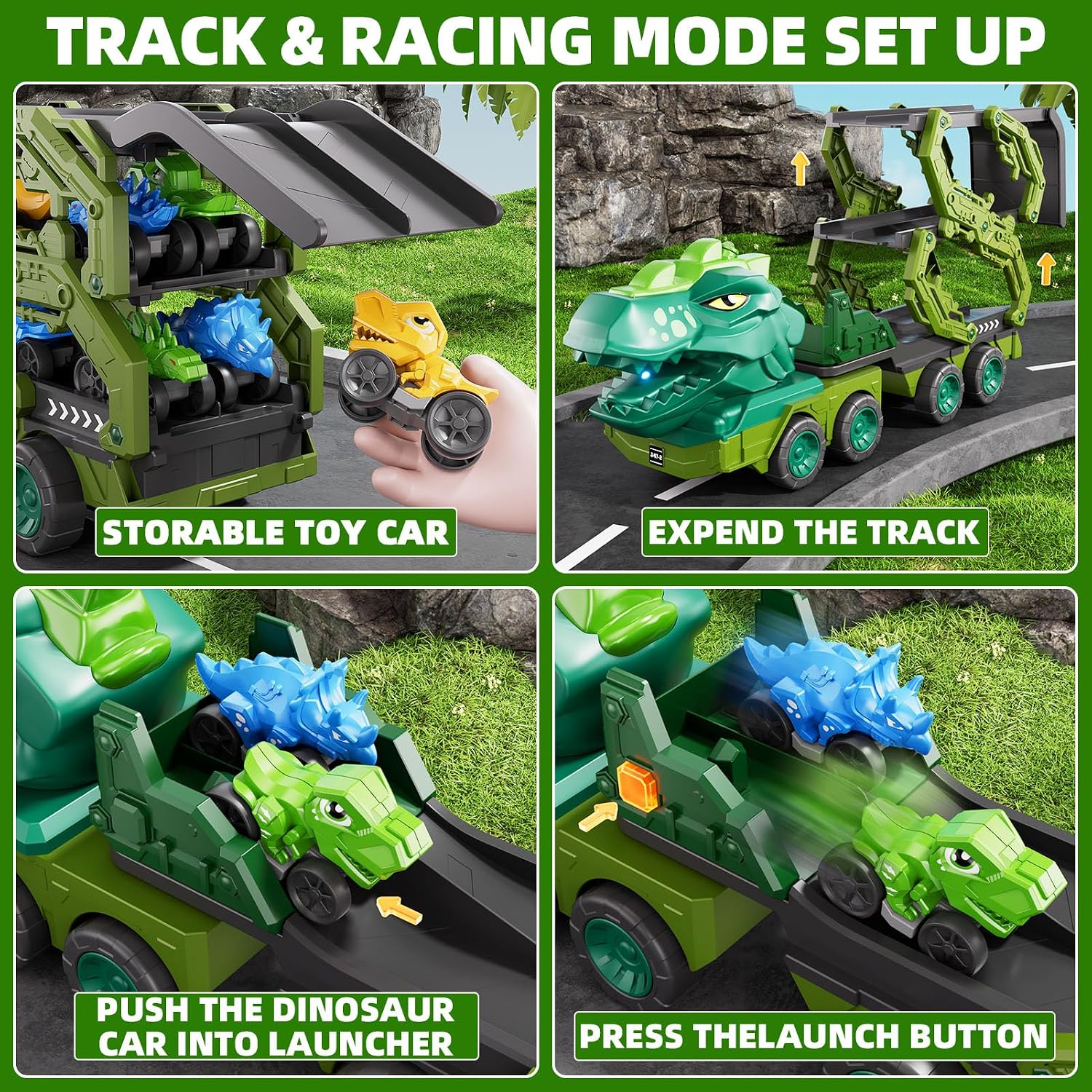 Detalle 2 de 10-in-1 Dinosaur Truck Toy with Foldable Track