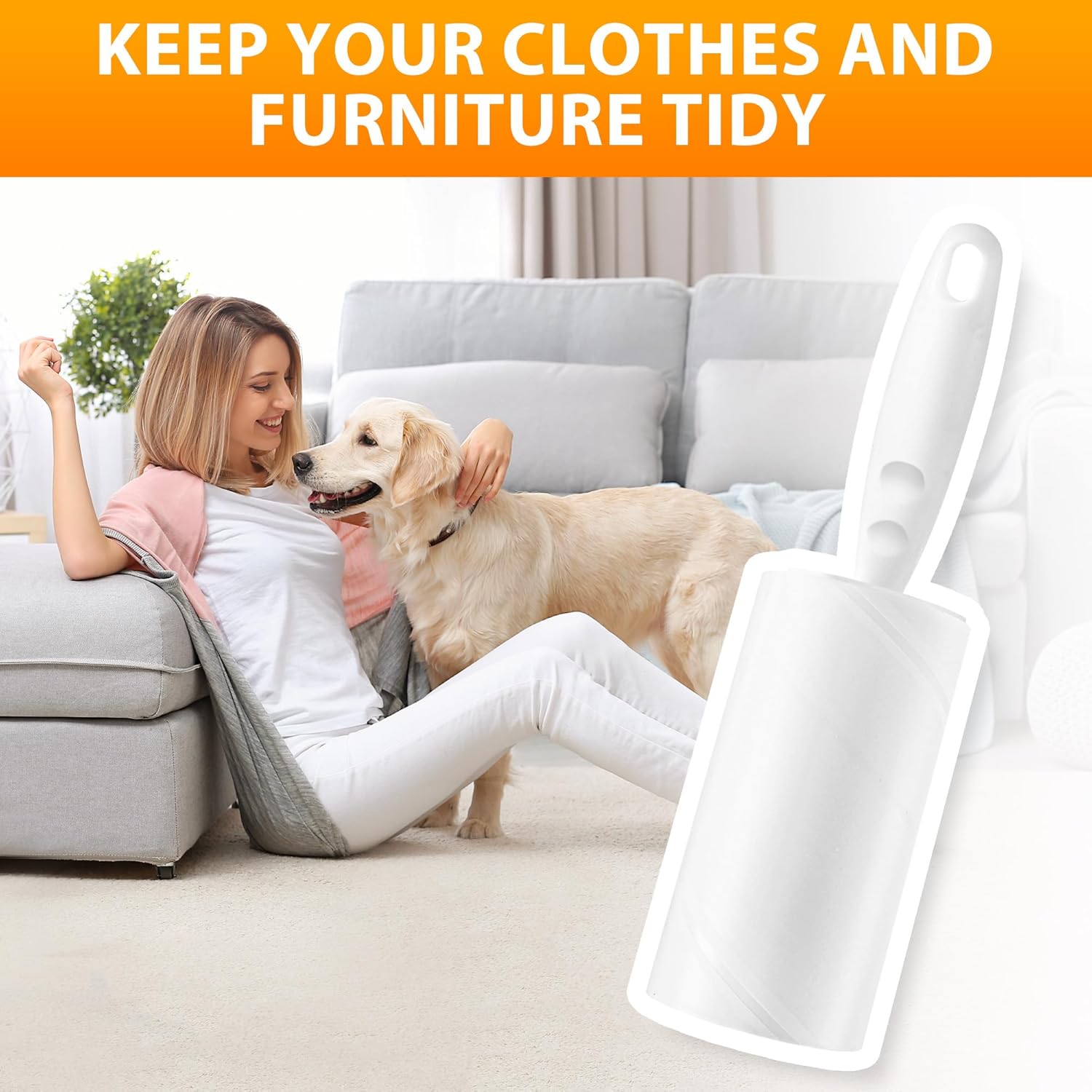 Thumbnail 6 de Fusselrolle: Lint Roller Set mit 2 Abrollern und 2 Staubschutzhüllen – 60 Blatt pro Rolle, extra klebrige Haare entfernen von Kleidung, Sofa, Katzen- und Hundehaaren