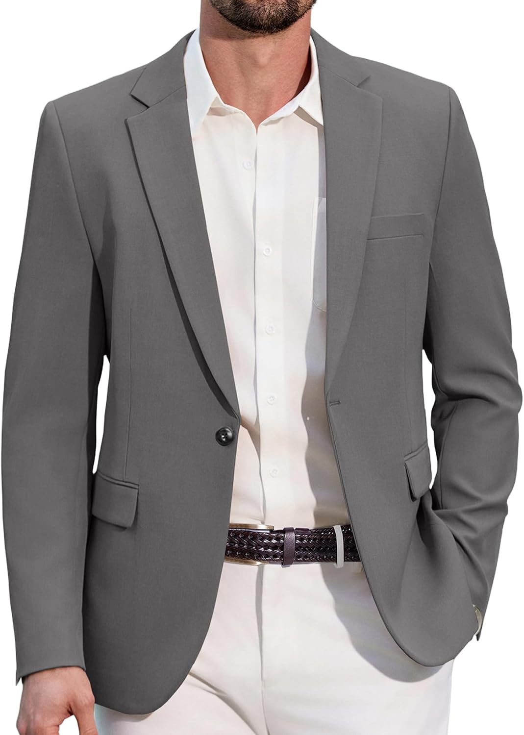 Thumbnail 6 de COOFANDY Giacca blazer da uomo sportiva casual con 1 bottone, business casual