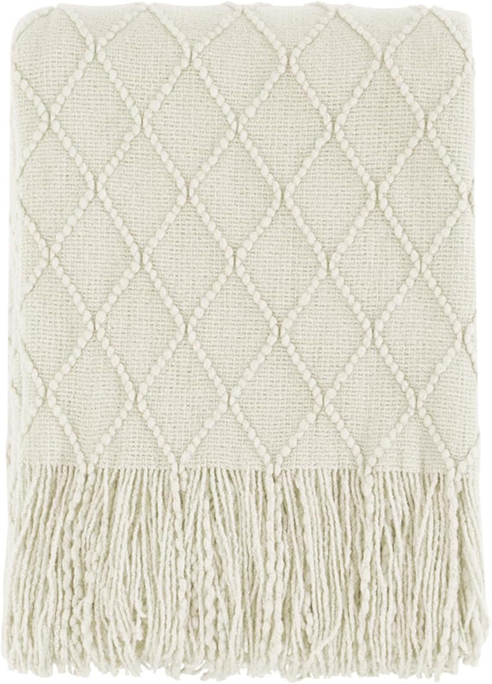 Detalle de BOURINA Beige Throw Blanket 50x60 Inches knit blanket 🛋