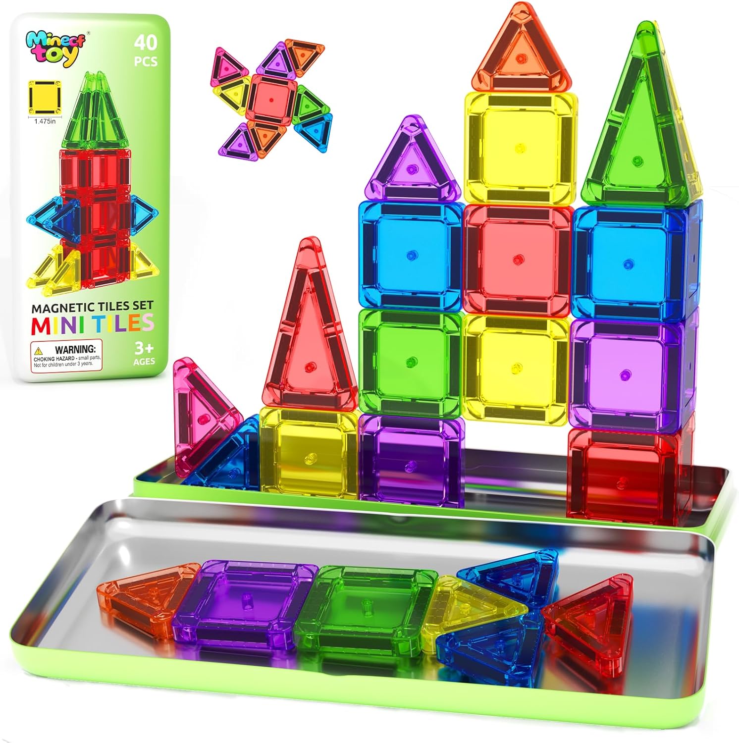 Detalle de 40PCS Mini Magnetic Tiles 40-piece set for toddlers 🧩