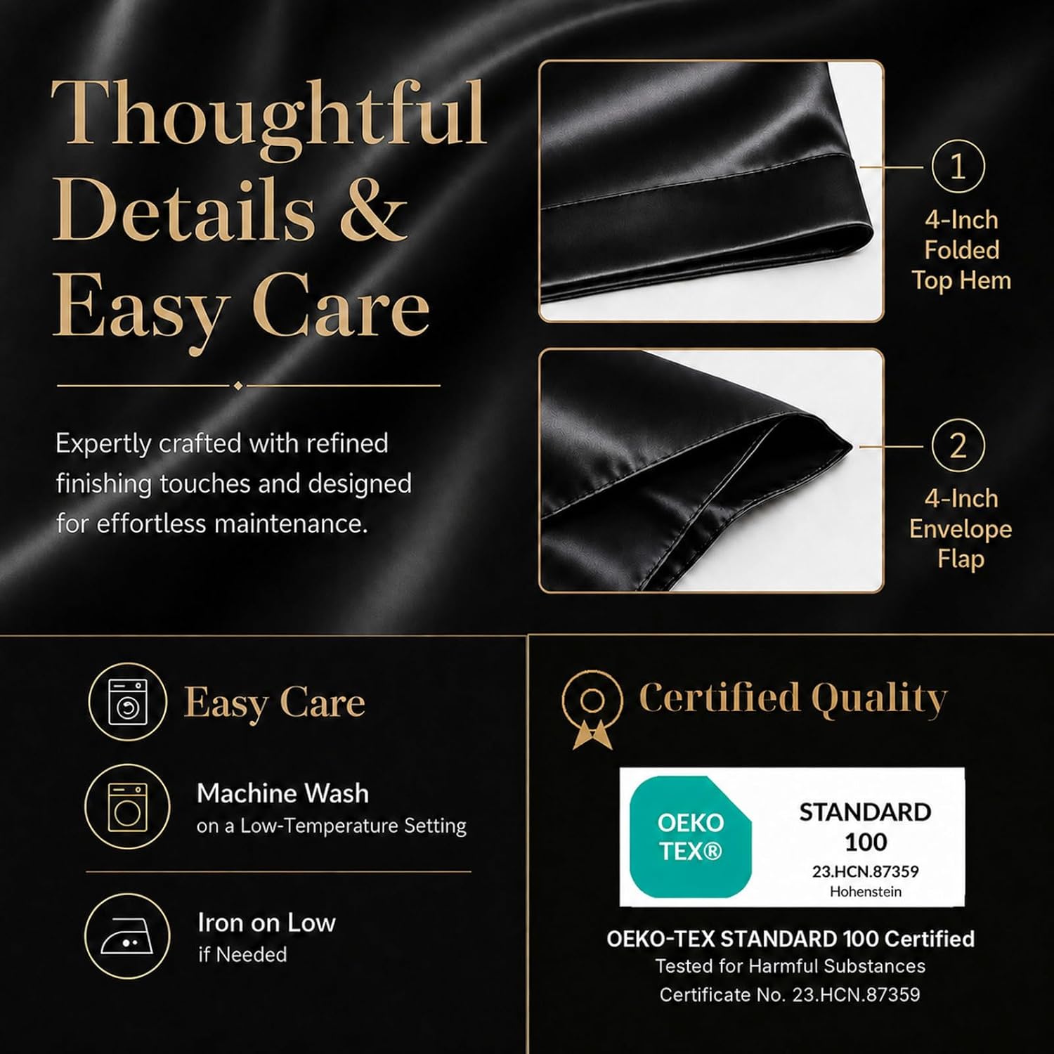 Detalle 2 de CozyLux Satin Sheets Queen Set 4pc