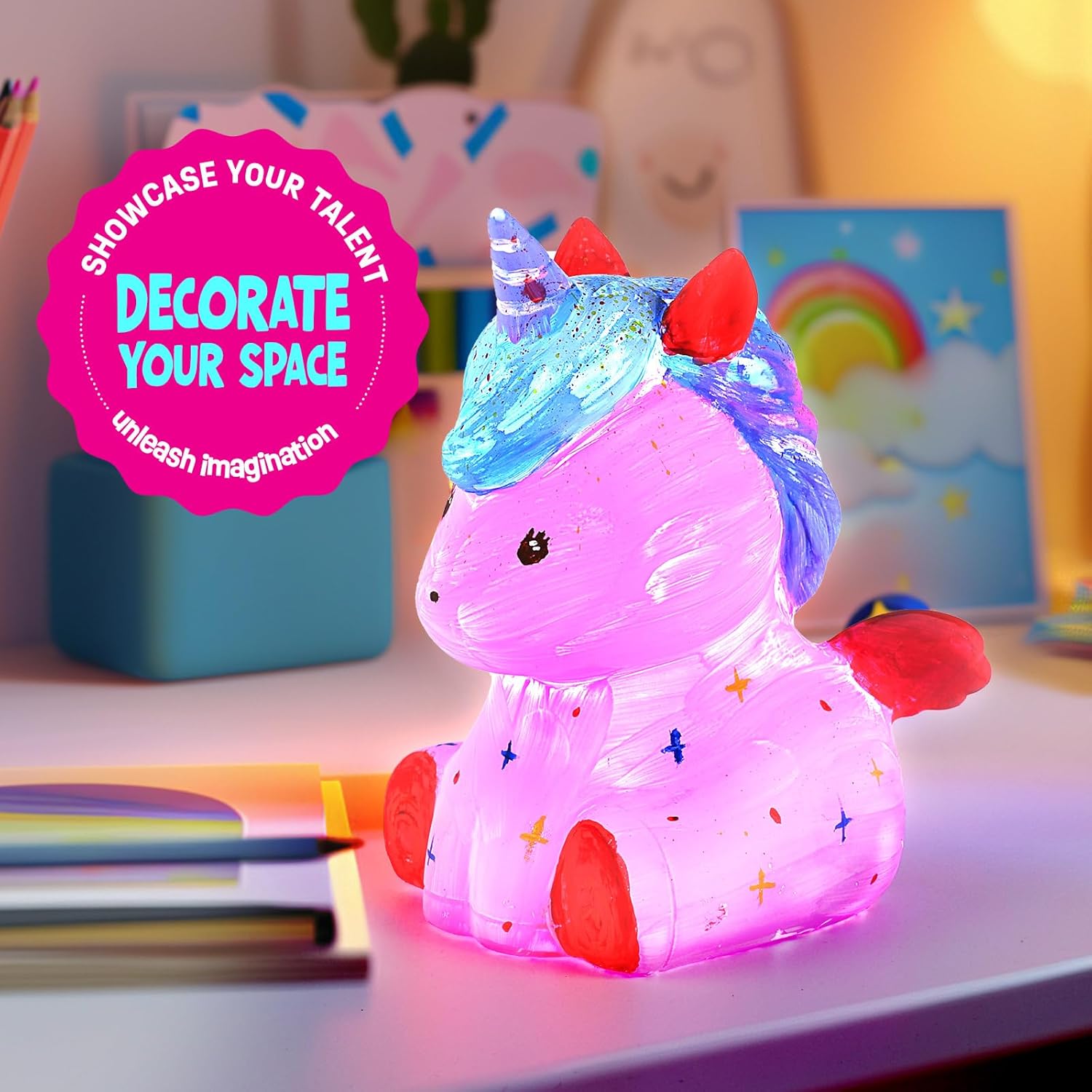 Thumbnail 4 de Paint Your Own Unicorn Lamp Kit for Kids 🧭