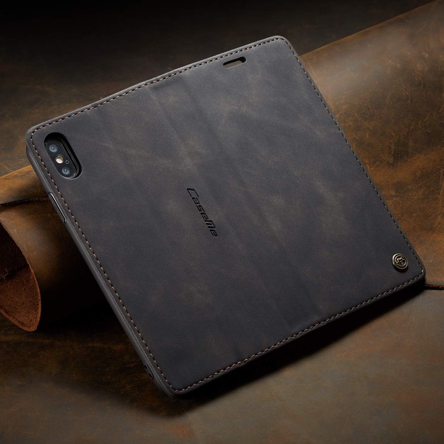 Thumbnail 4 de owlhold Klapphülle für iPhone X/XS – Premium PU Lederhülle mit Kartenfach, Standfunktion, Schwarz