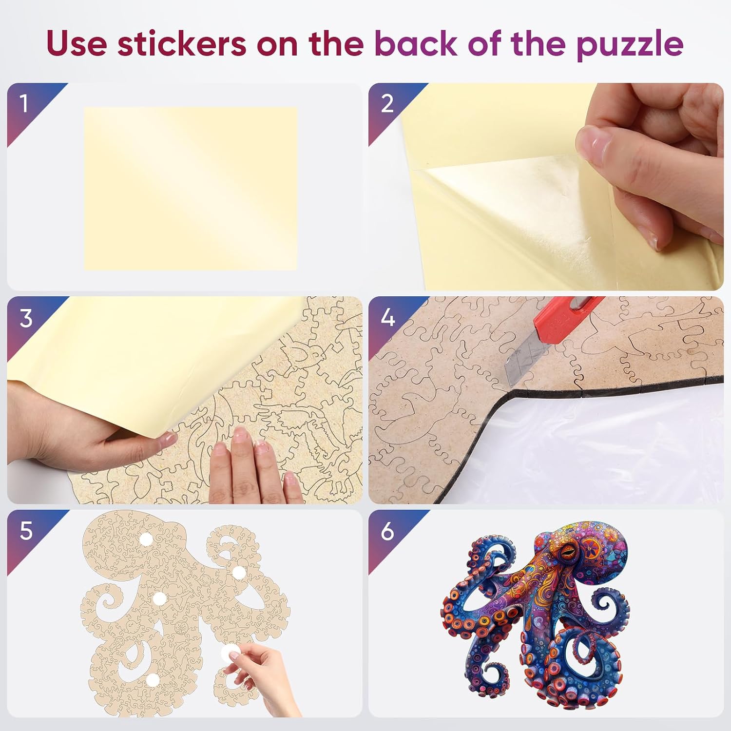 Thumbnail 4 de Mys Aurora Octopus 500-Piece Wooden Puzzle 🎲