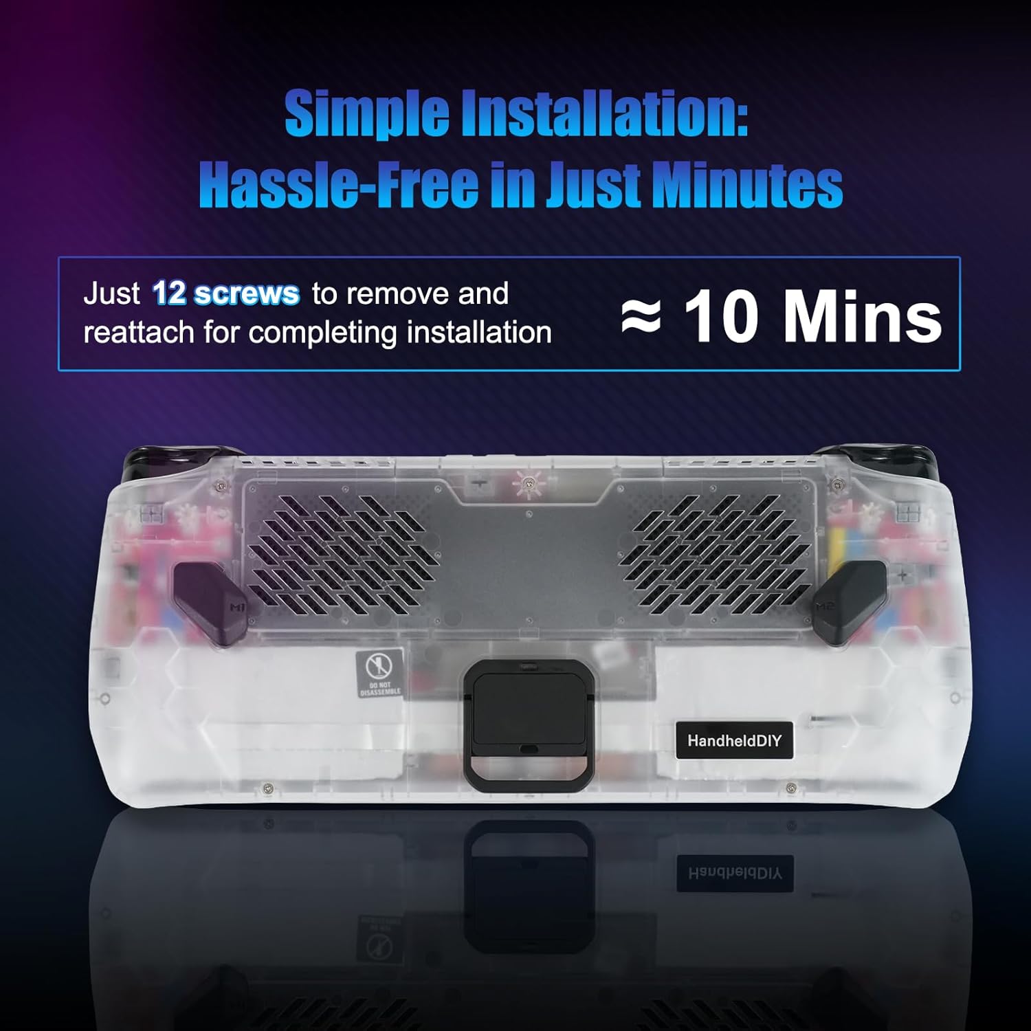 Thumbnail 1 de HandheldDIY Modcase for ASUS ROG Ally (Translucent) – heat management shell with kickstand and custom nameplate