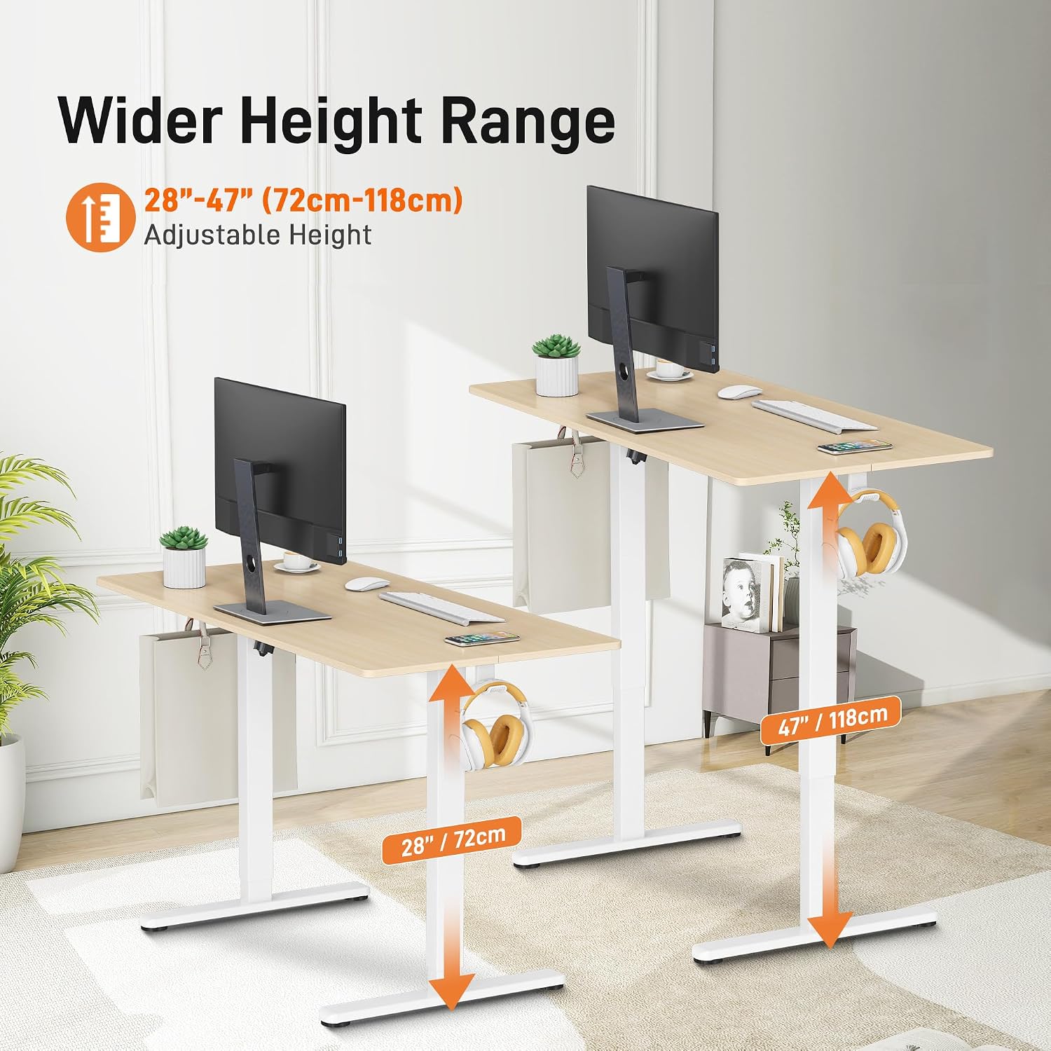 Detalle de IMGadgets IMHome 47" Electric - Ivory Standing Desk, 47 x 24 in, Quiet Motor
