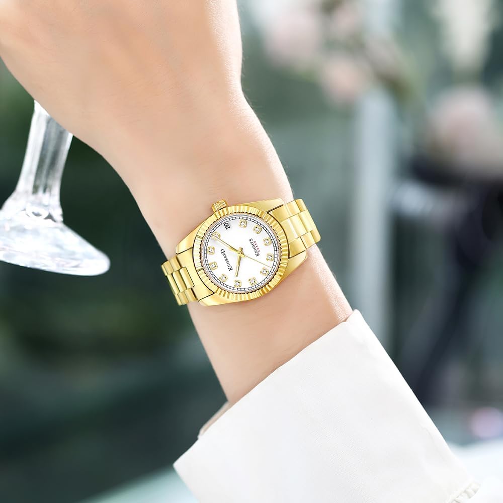 Detalle de Montre classique femme KNISKRED avec cristal et acier inoxydable — résistante à l’eau