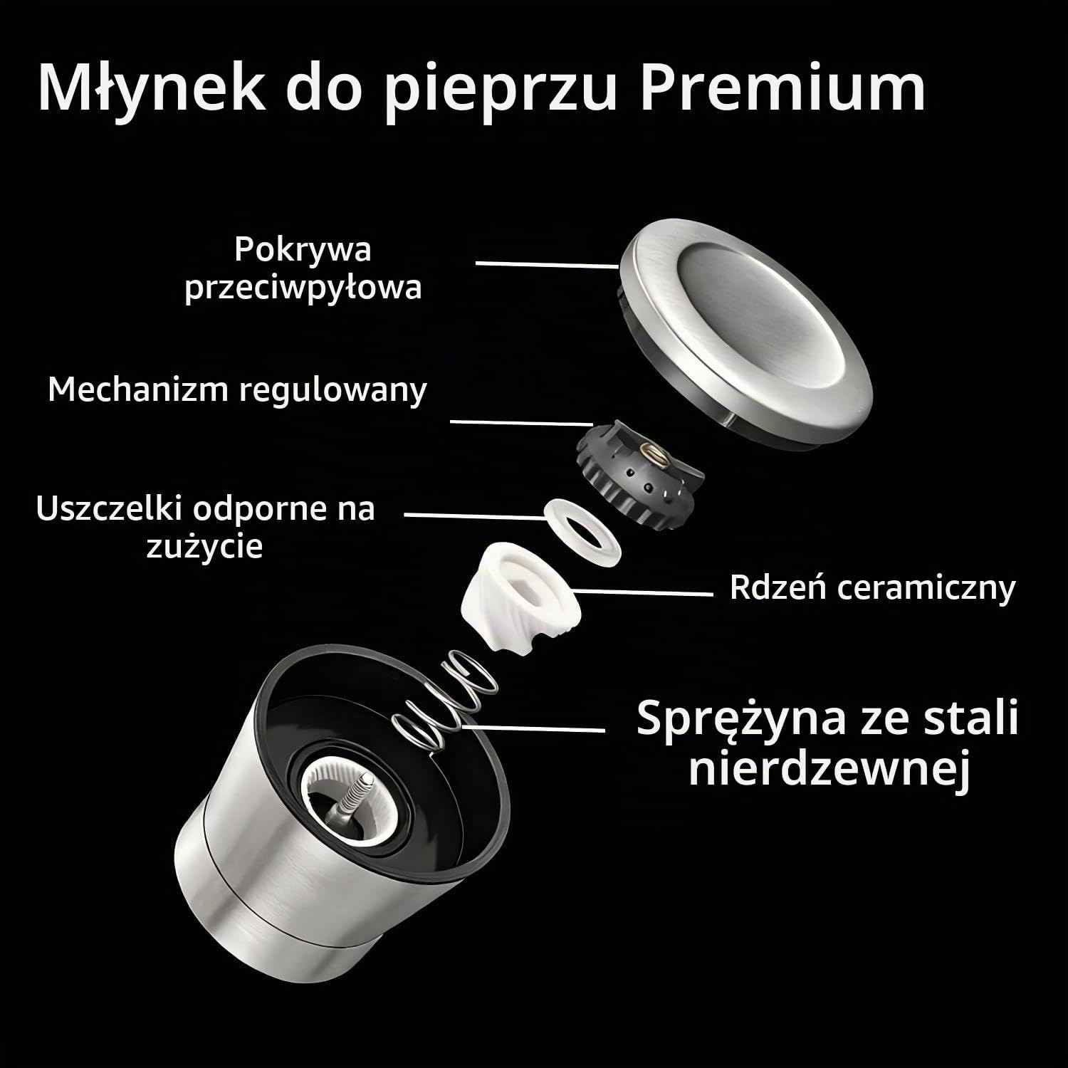 Detalle de CUESVAP VP-YMQ24 – zestaw 2 młynków do soli i pieprzu z regulacją mielenia