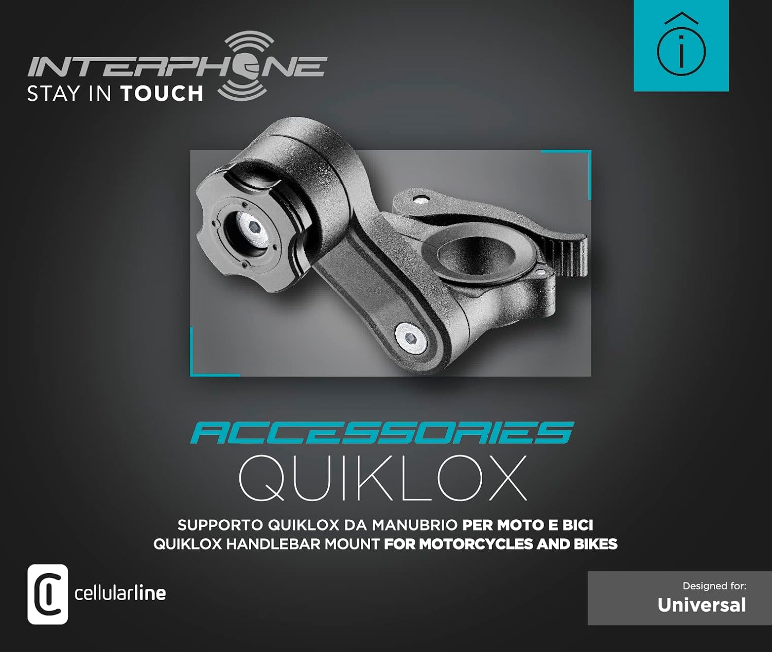 Detalle 2 de Interphone QUIKLOX Support téléphone pour Moto – Support universel et modulaire