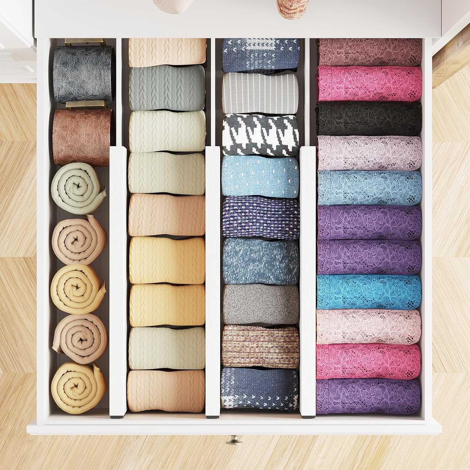 Detalle de SpaceAid 14ZZB-62ZG-6SW Bamboo Drawer Dividers, 6-Pack, 12.5–17 in.