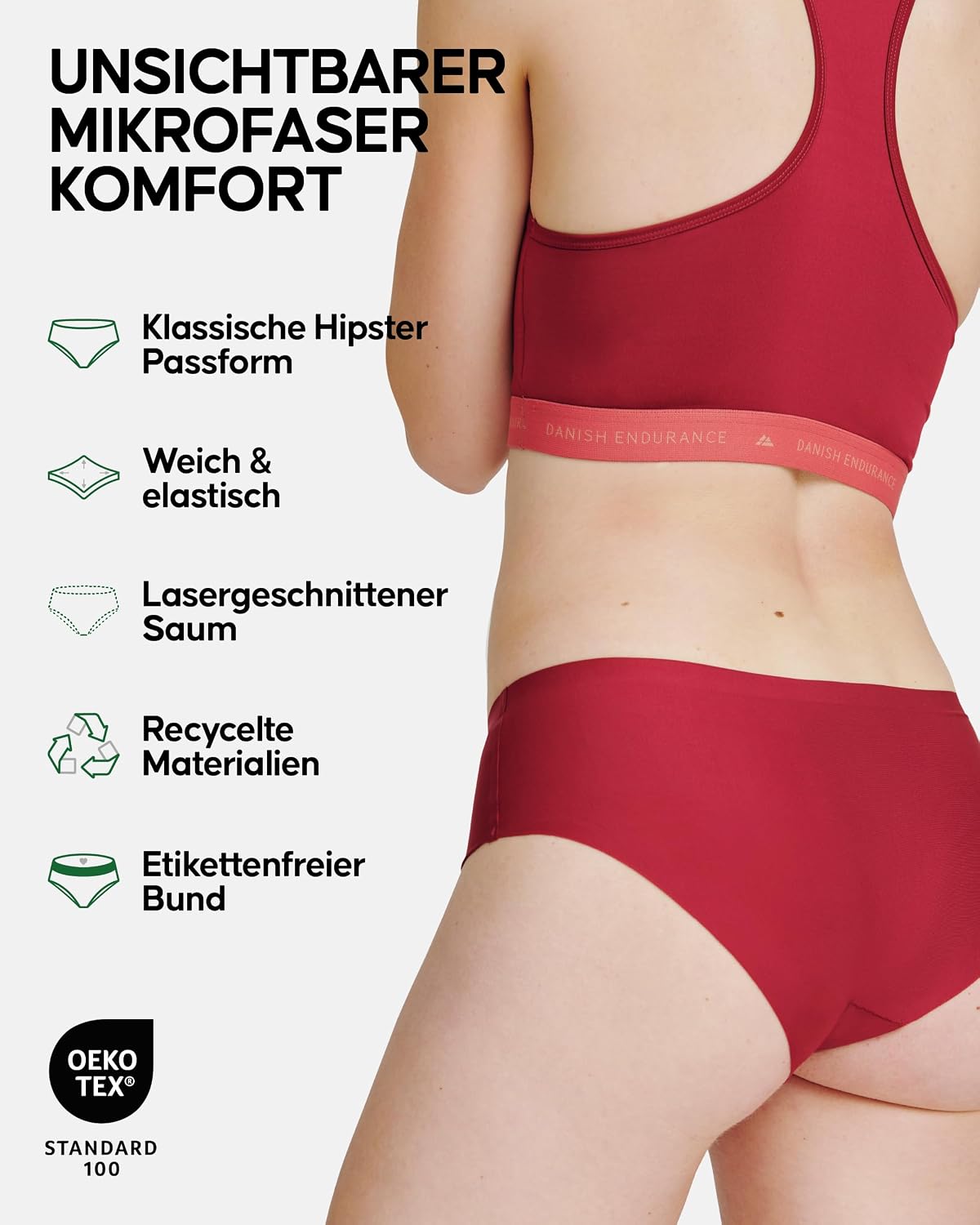 Detalle 2 de Danish Endurance Unsichtbare Hipster 3 Stück