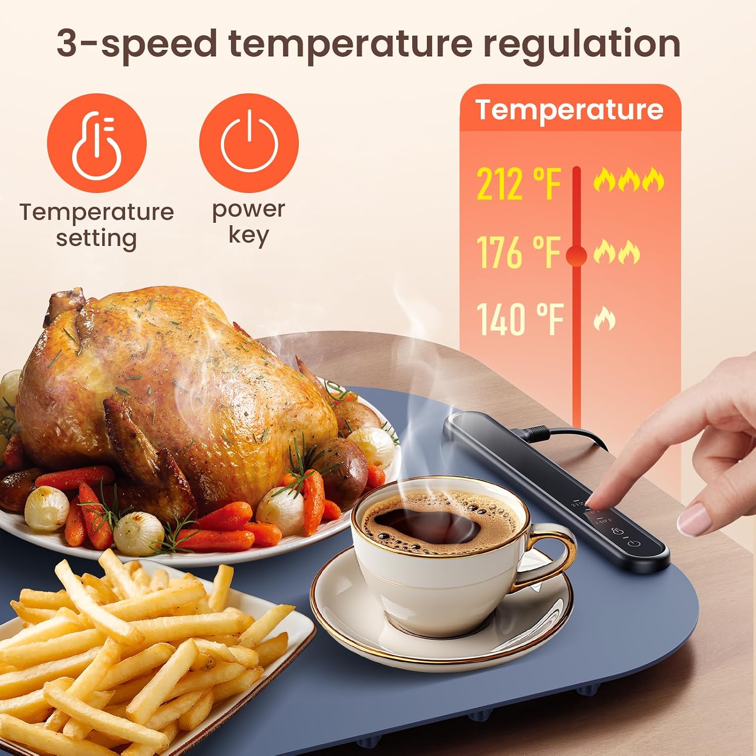 Detalle 2 de Food Warmer Mat 61x40 cm 3 heat levels