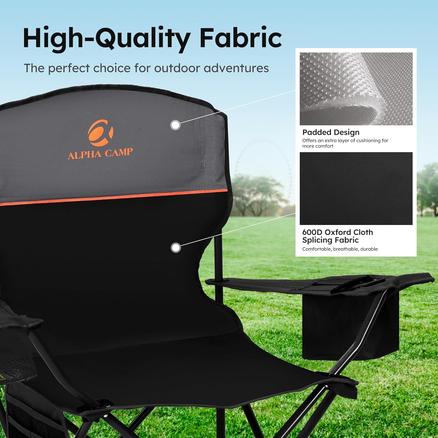 Thumbnail 5 de ALPHA CAMP Camping Chair 2 Pack 350 lb