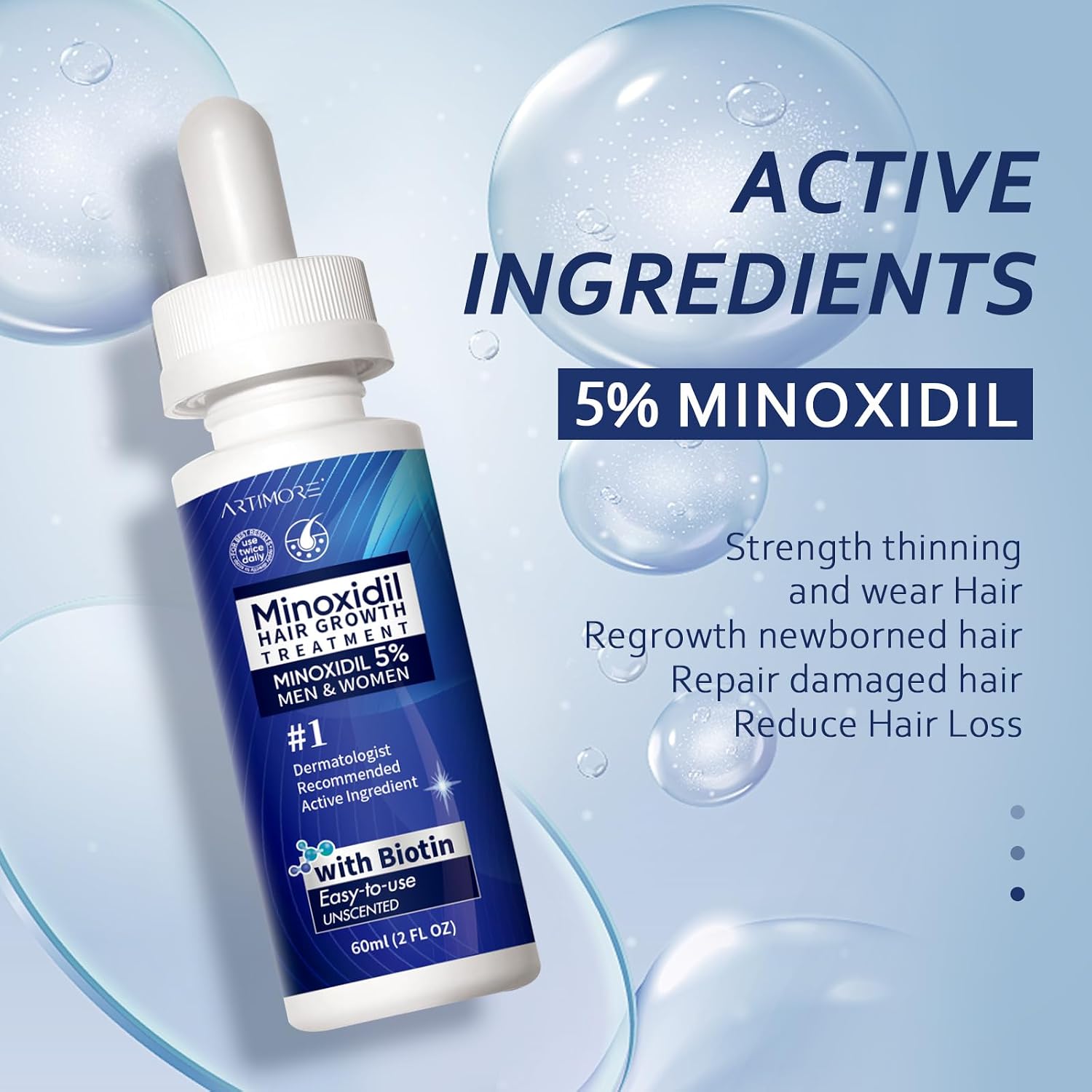 Thumbnail 2 de Minoxidil for Men & Women Liquid Solution (5%), 4 FL OZ + 2 Droppers