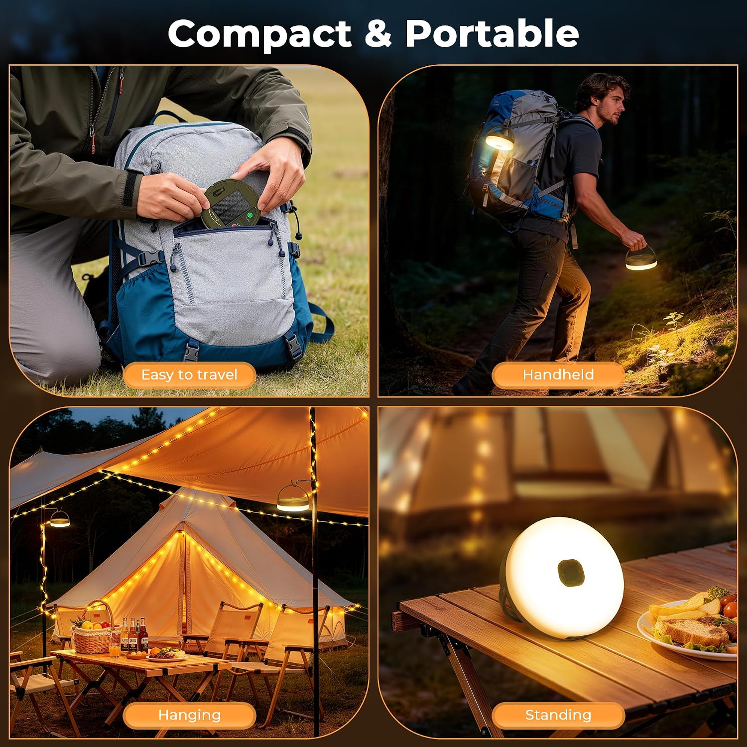 Detalle de Famgoods Solar Camping Lights with 13 Lighting Modes