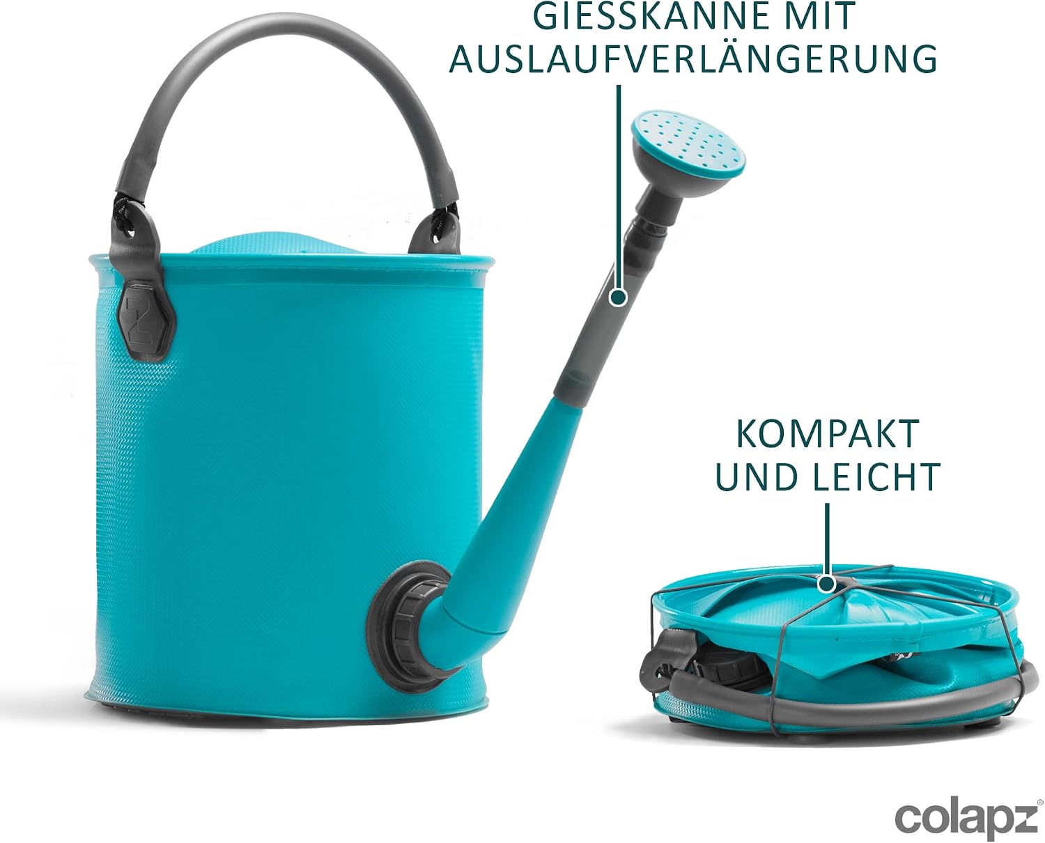 Detalle de Colapz faltbare Gießkanne & Eimer für Frischwasser – 9 L/7 L, BPA-frei, kompakt einsteckbar für Camping, Wohnmobil und Haushalt