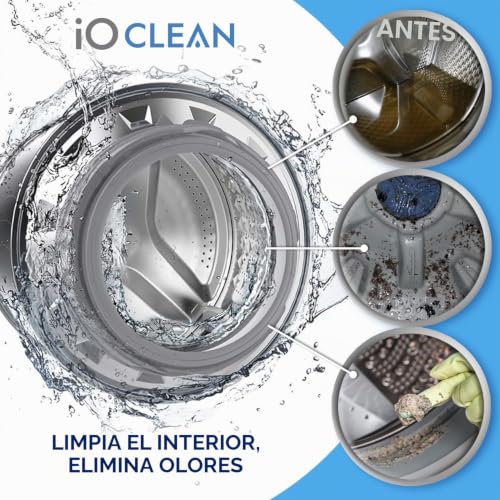Detalle de iO CLEAN Limpiador de lavadora y pastillas descalcificadoras – 24 unidades para HE-Front y Top Loader