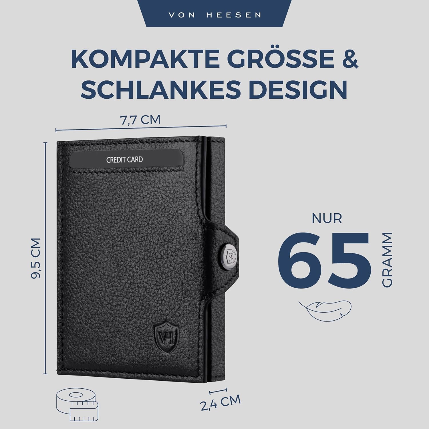 Thumbnail 4 de VON HEESEN Slim Wallet mit XXL Münzfach & RFID-Schutz – Leder Kartenetui im Schwarz-Design