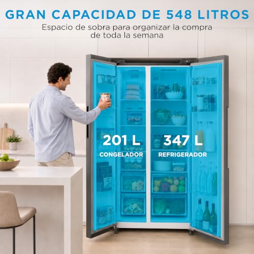 Detalle de Midea frigorífico americano No Frost de 548 L con motor Inverter y panel táctil