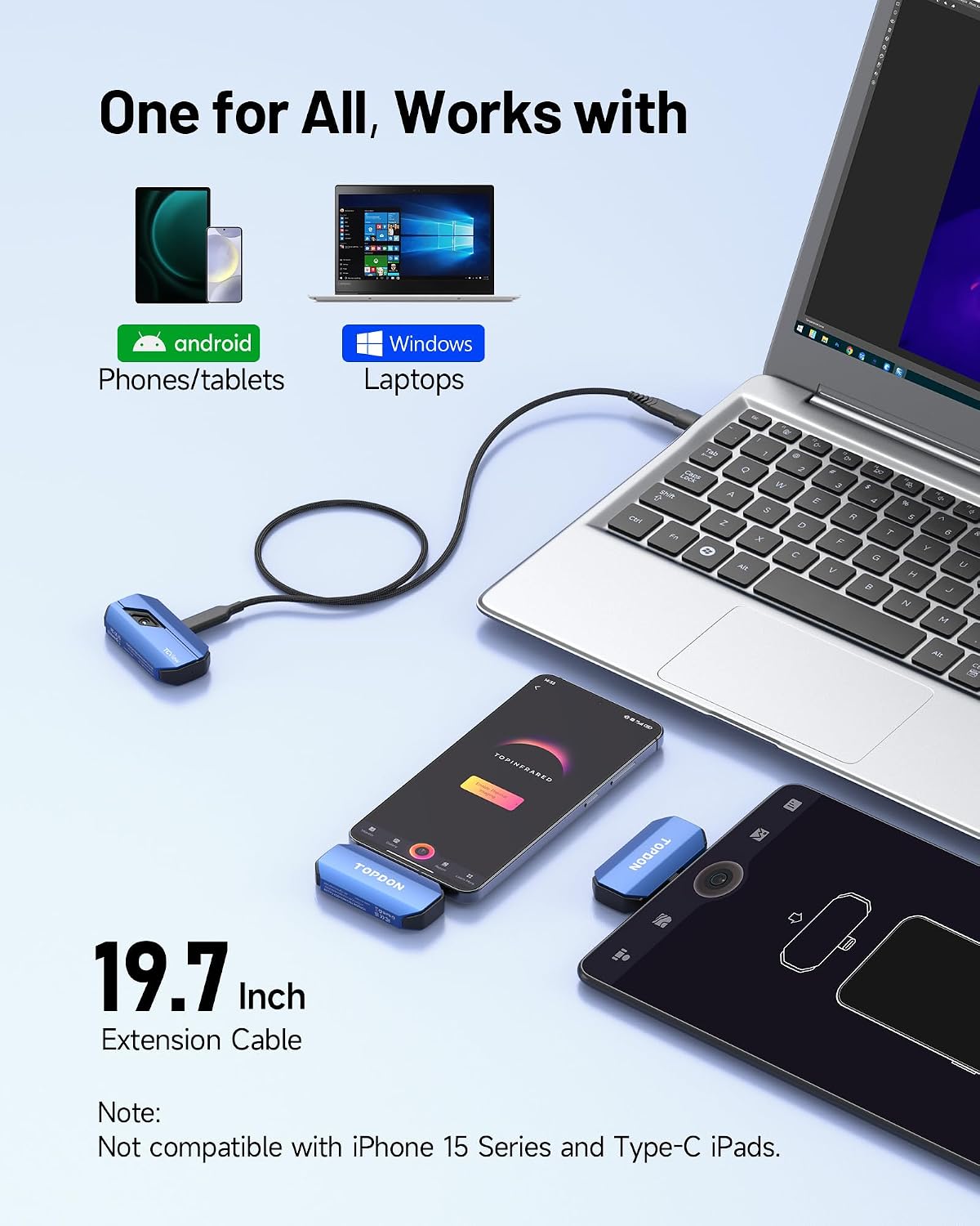 Detalle 1 de TOPDON TC001 Thermal Camera for Android, 512×384 Super Resolution, 9 Palettes