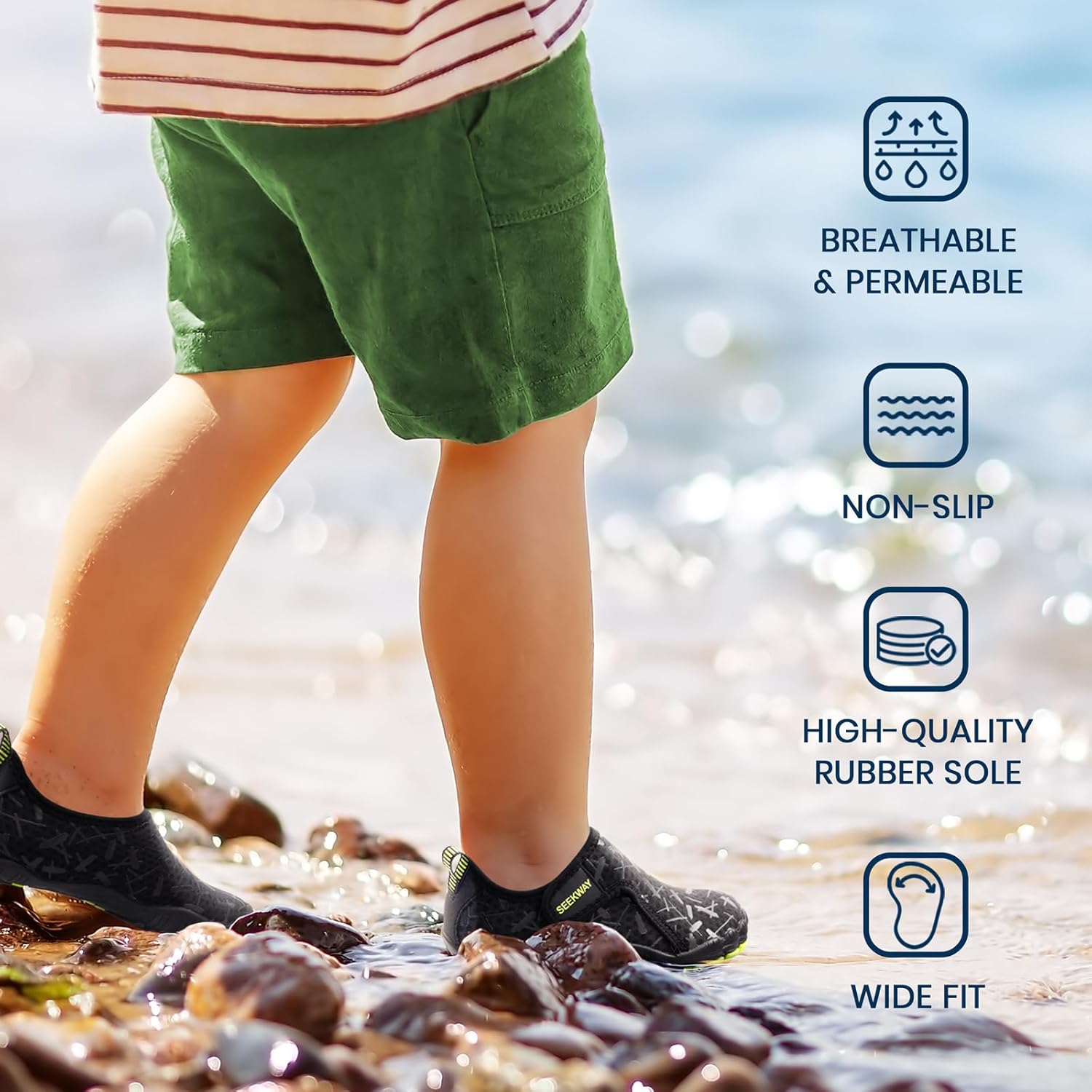 Detalle 2 de SEEKWAY Kids Barefoot Water Shoes with Wide Toe Box, Quick-Dry Mesh and Non-Slip Outsole