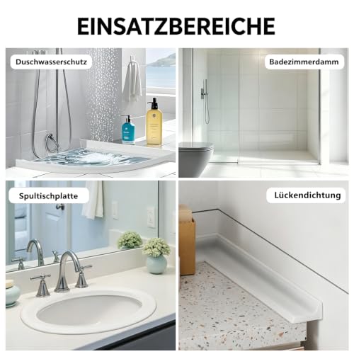 Thumbnail 6 de LAINIKE 5M Dusche Schwallschutzleiste – Selbstklebend, Transparent, Silikon Wasserstopper