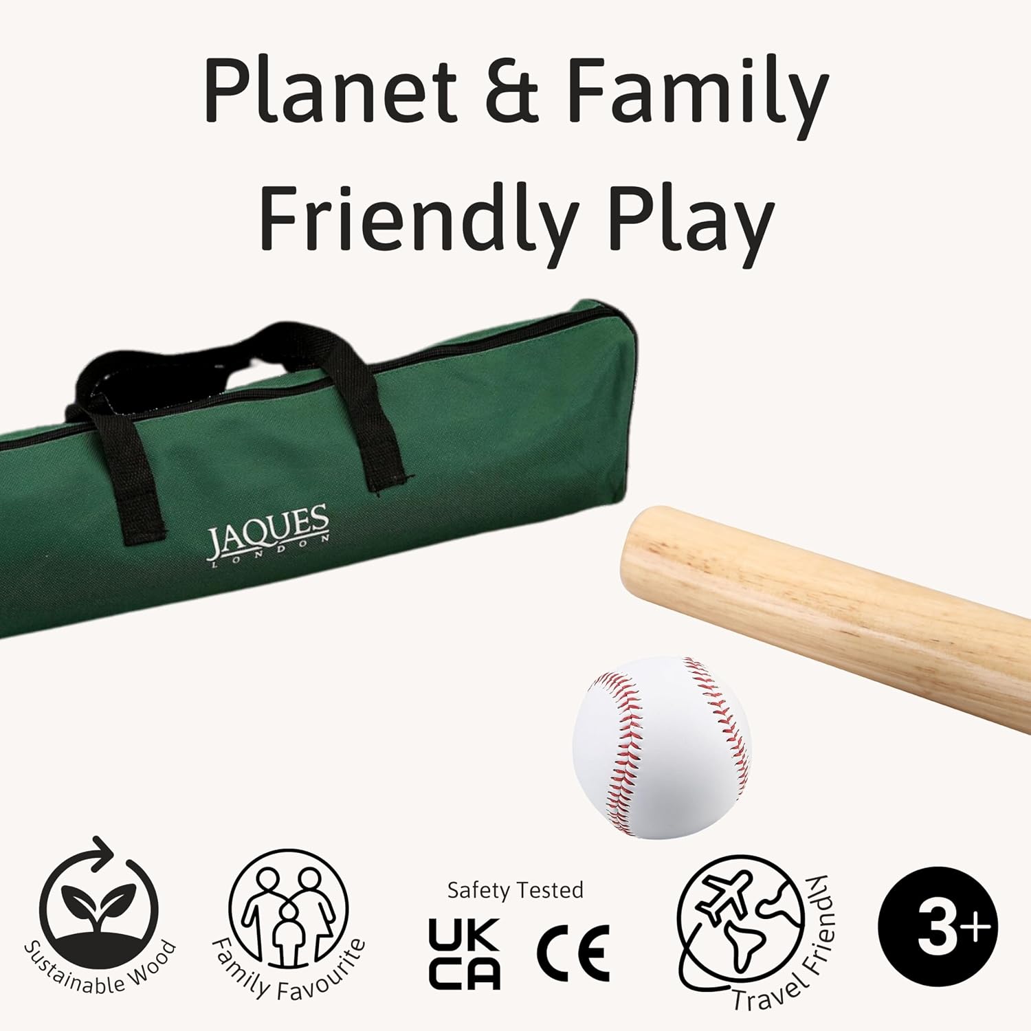 Thumbnail 4 de Jaques of London Premium Rounders Set (6-piece) with Safe-Play Bat, Ball & Carry Bag