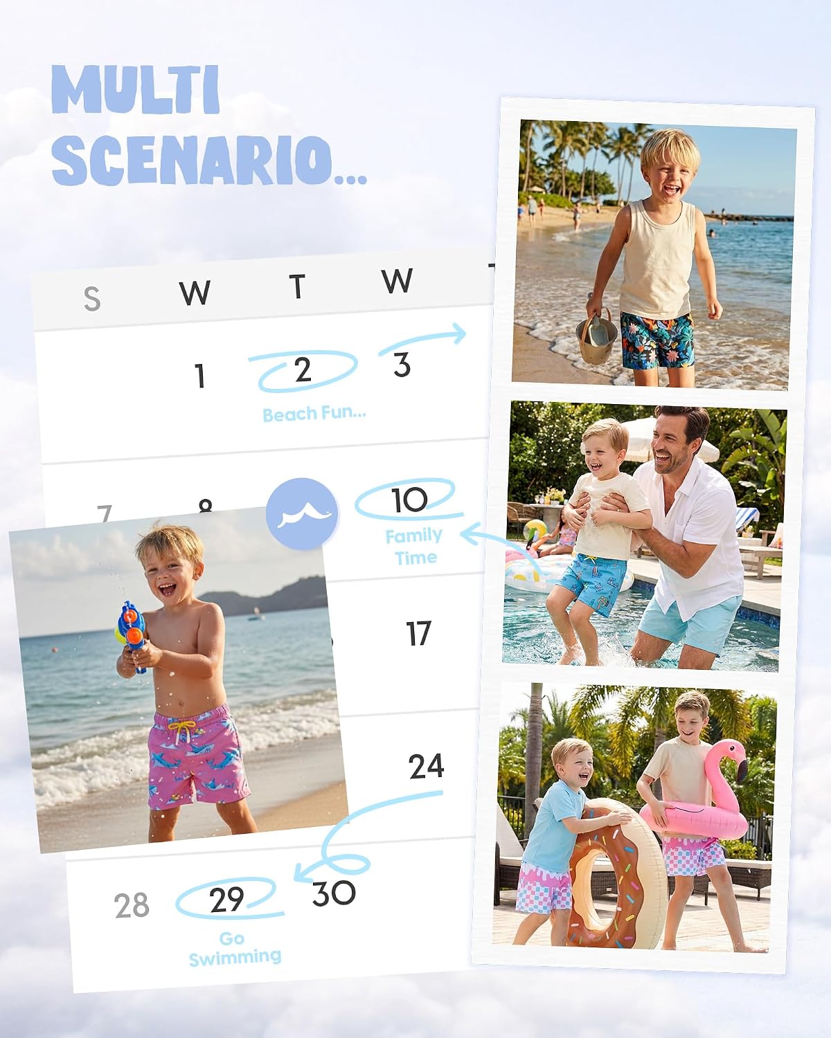 Thumbnail 6 de MaaMgic Jungen Badehose Badeshorts Kinder (2-in-1) mit Kompressions-Innenhose, Taschen & Tunnelzug