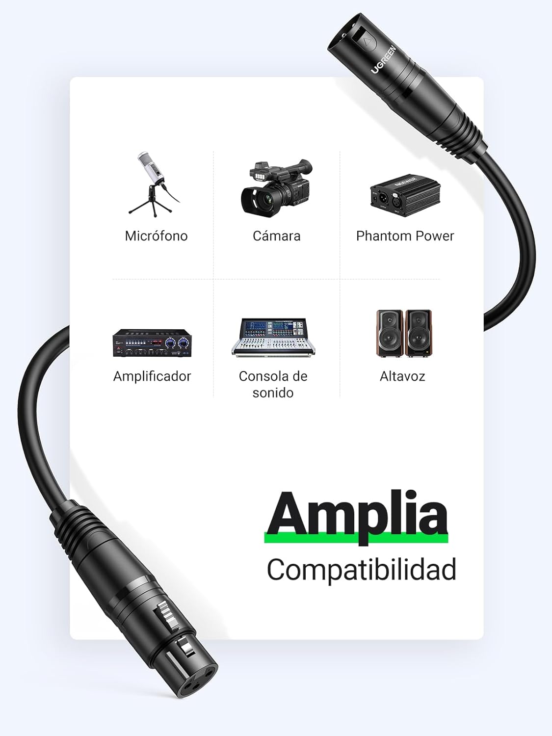 Thumbnail 2 de UGREEN Cable XLR Macho‑Hembra 1 Metro
