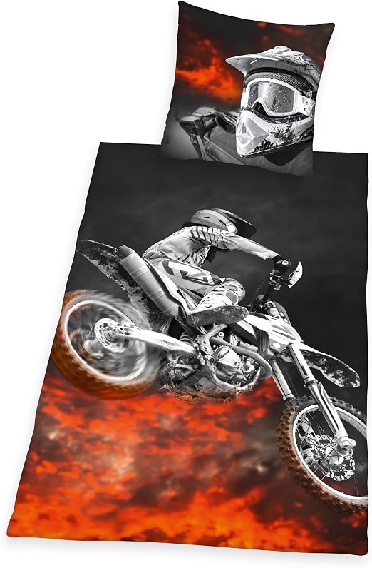 Detalle de Herding 4859214050 – Juego de Cama Motocross 🏍️ Multicolor