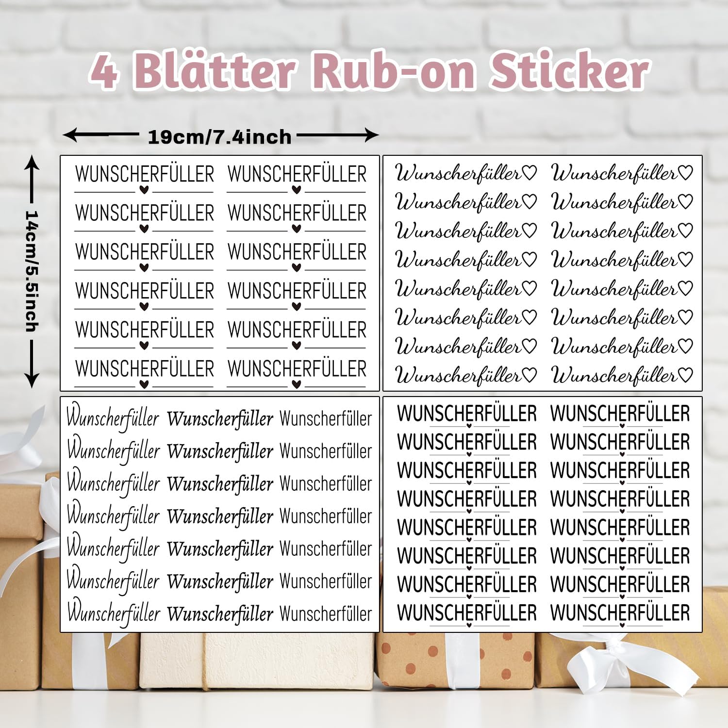 Thumbnail 2 de Rub On Sticker ca. A5 19x14cm Transfers 4er Set 🎨