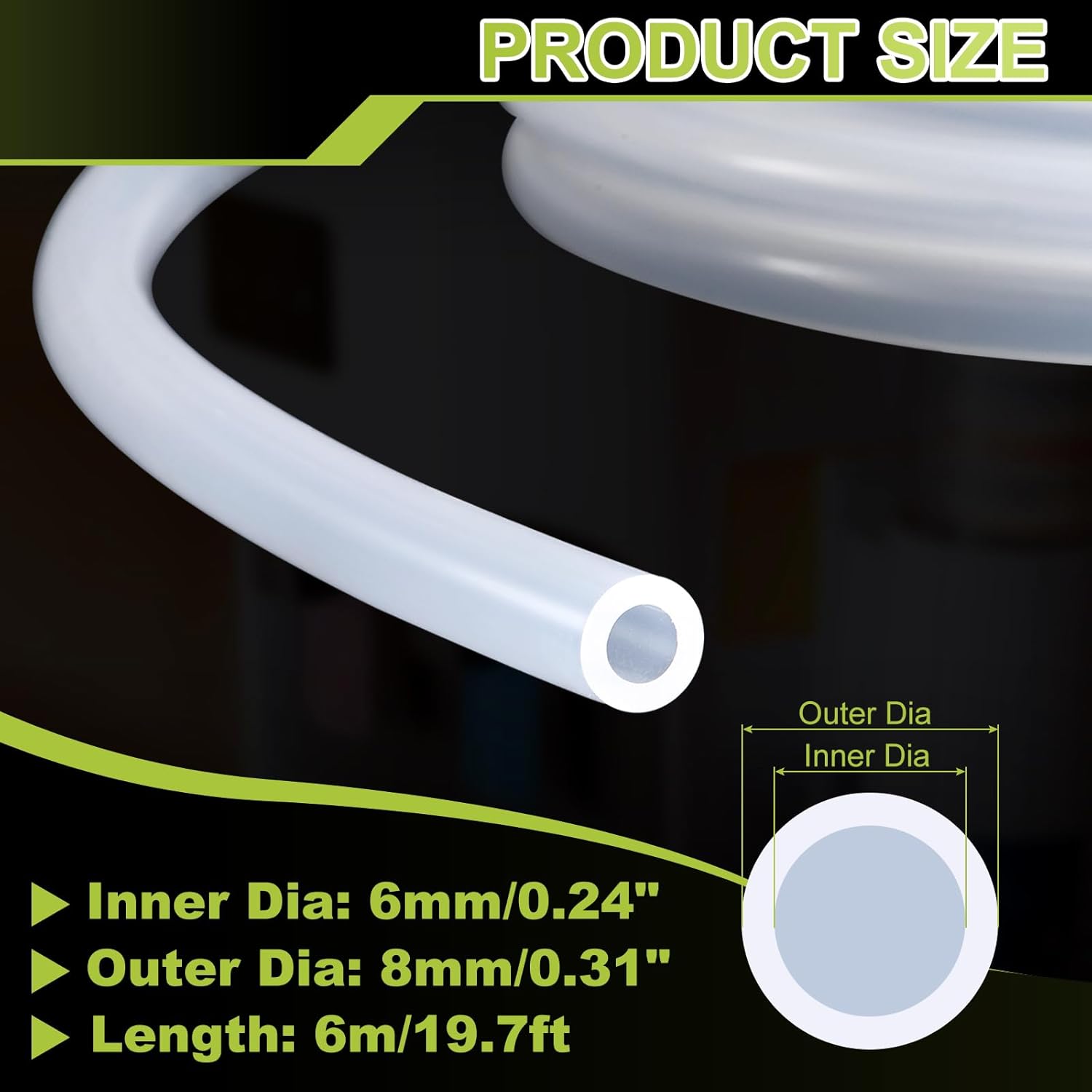 Thumbnail 1 de METALLIXITY Silicone Tubing (6mm ID x 8mm OD, 6m) – Clear, High-Temp, Flexible