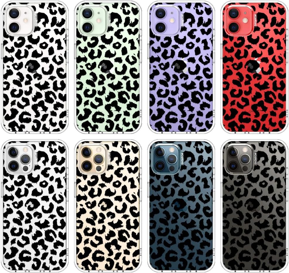 Thumbnail 2 de MOSNOVO Case for iPhone 12 & 12 Pro — Buffertech 6.6ft Drop Protection, Clear TPU Bumper, Black Leopard Print