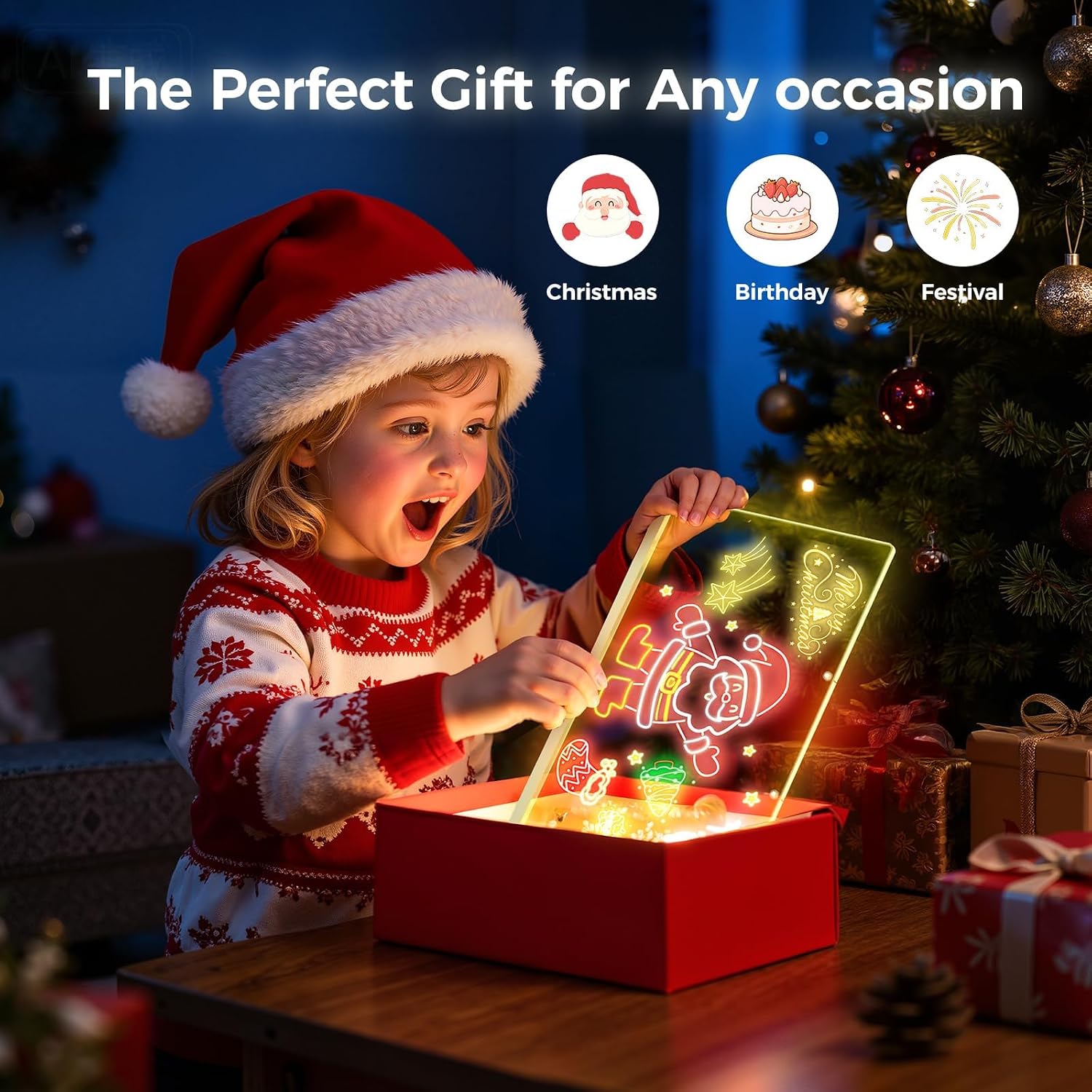 Thumbnail 6 de momozzle Lumi LED Drawing Board for Kids, Erasable Acrylic Whiteboard
