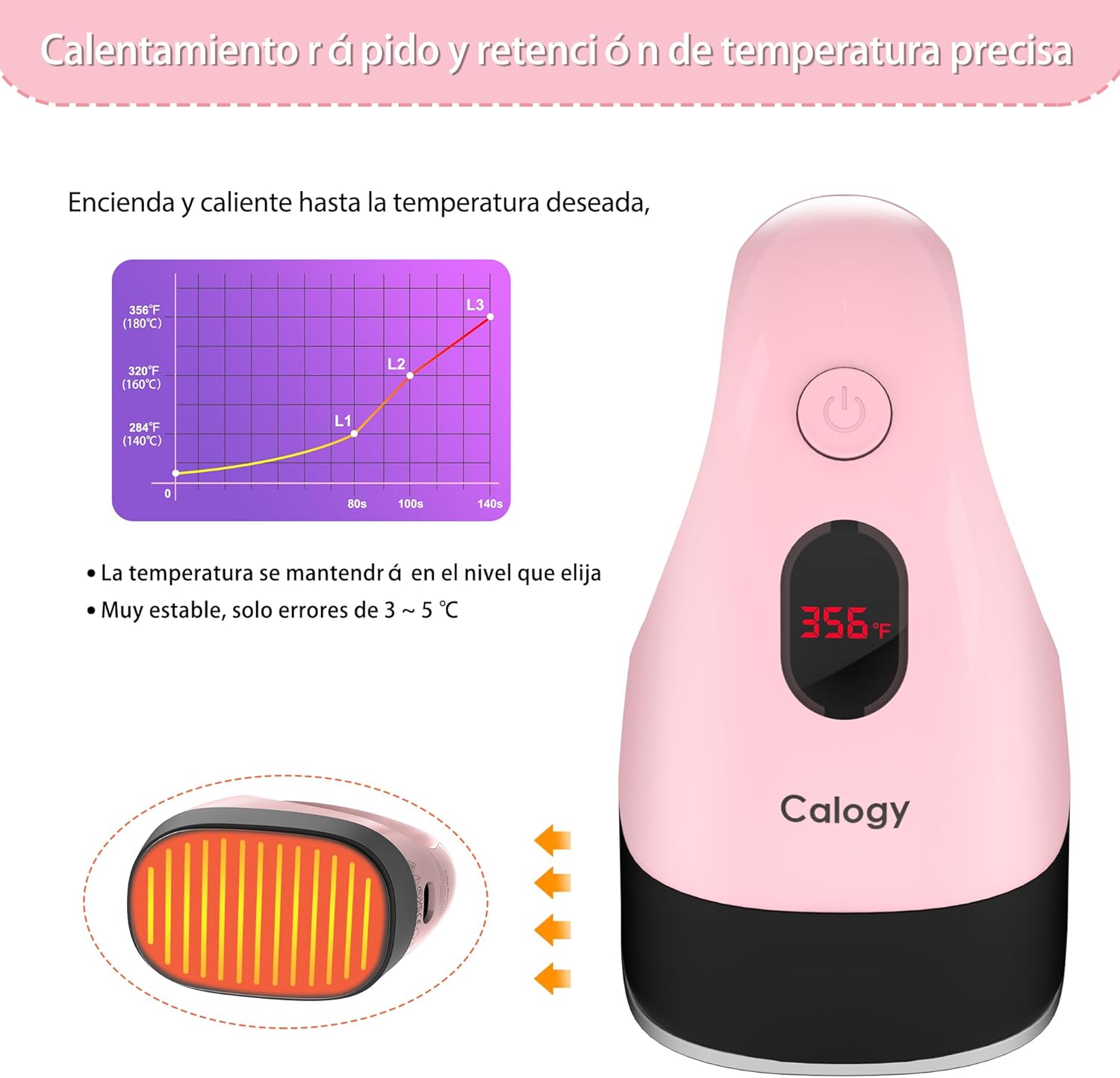 Thumbnail 3 de Calogy Mini Prensa de Calor Rosa Cereza 🎽