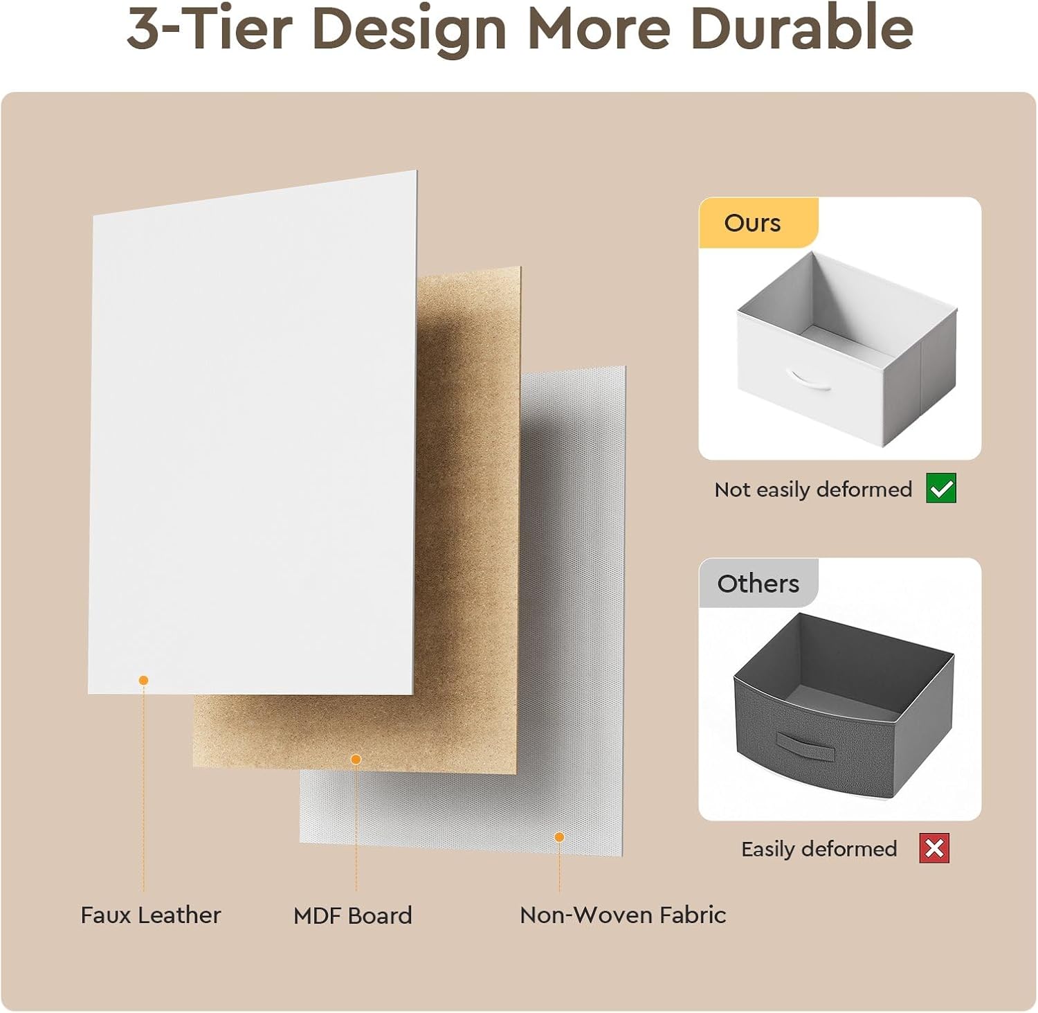 Thumbnail 6 de YeTom MAKEUP_VANITY Vanity Desk with LED Mirror, 4 Fabric Drawers and Adjustable Brightness
