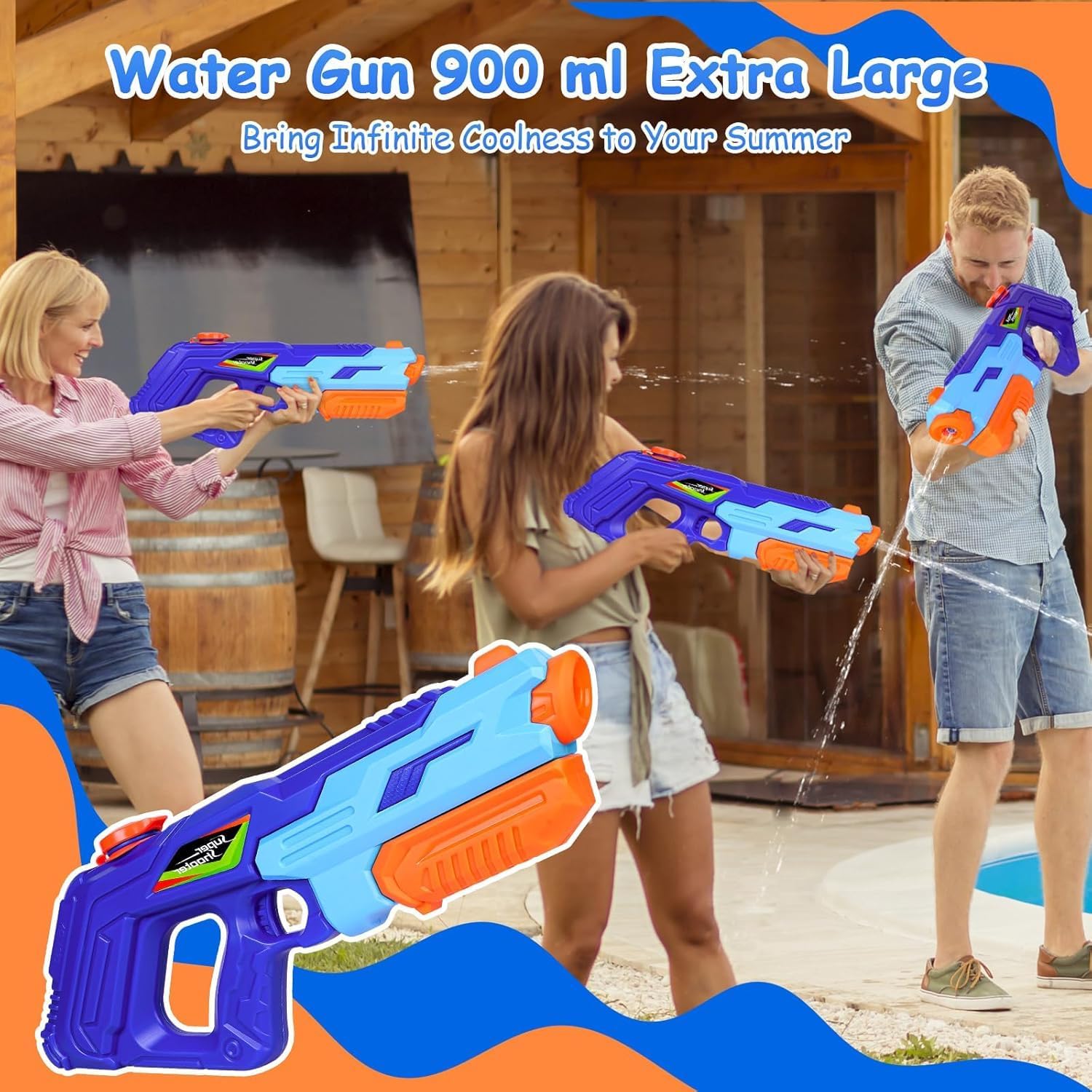 Thumbnail 1 de Wasserpistole Spritzpistolen 900 ml – Große Reichweite, langlebig & sicher (Blau)