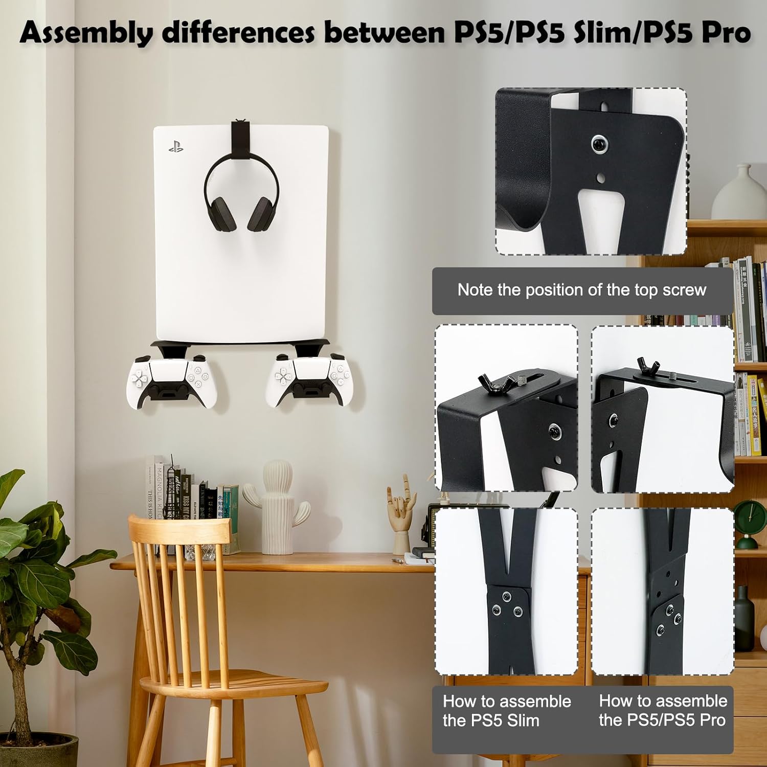Thumbnail 5 de tonhui Wall Mount for PS5/PS5 Slim/PS5 Pro with Controller and Headphone Holders