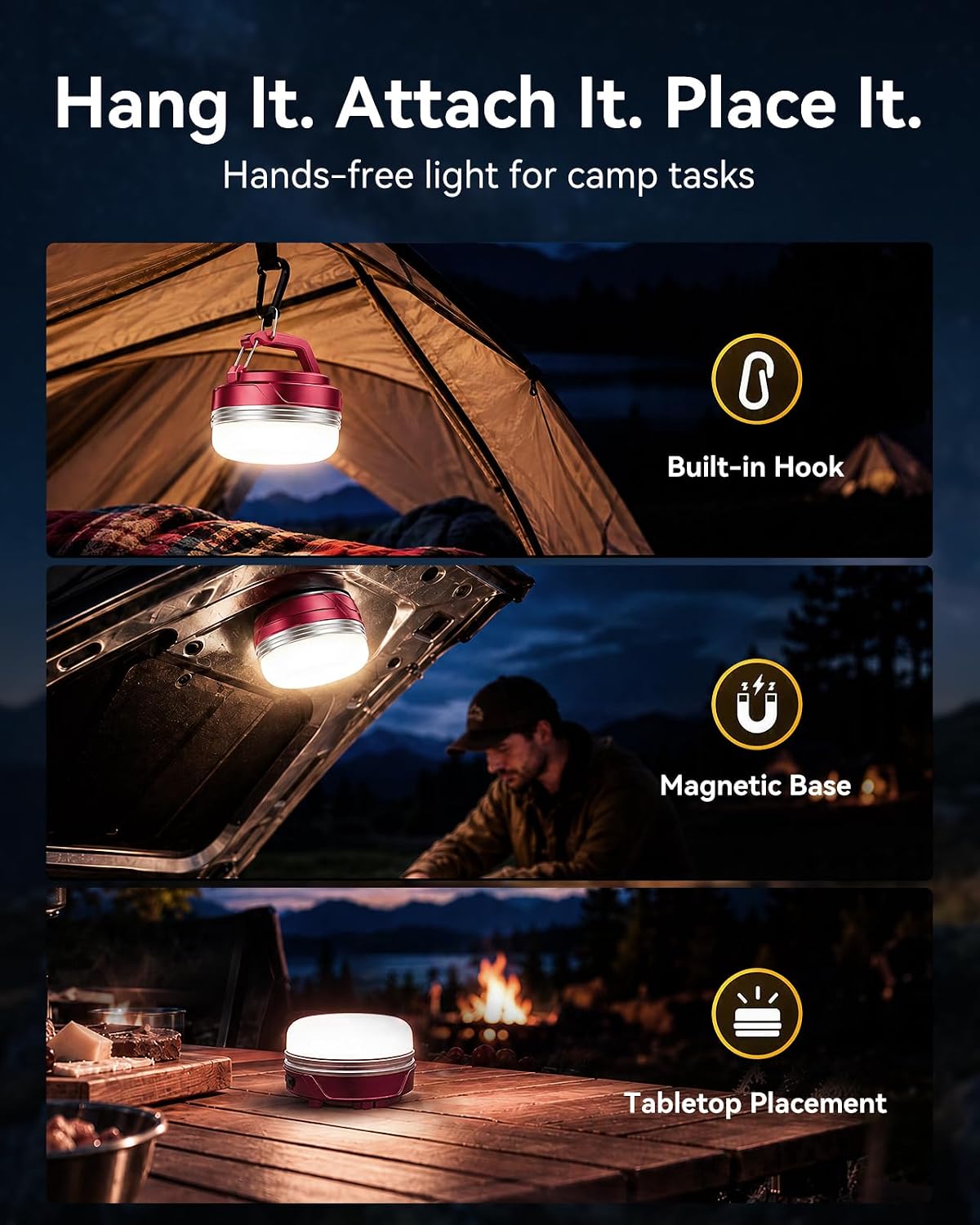 Thumbnail 2 de AODHGR CC00 Camping Lantern, USB-C Rechargeable Magnetic Light with 7 Modes