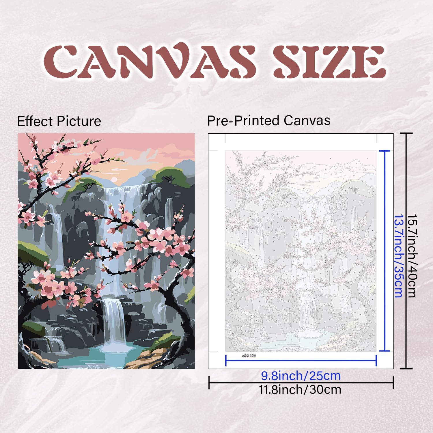 Detalle 2 de Yaostarart Paint by Numbers for Adults: Plum Blossom on 12x16 Inch Canvas – Floral Waterfall Kit