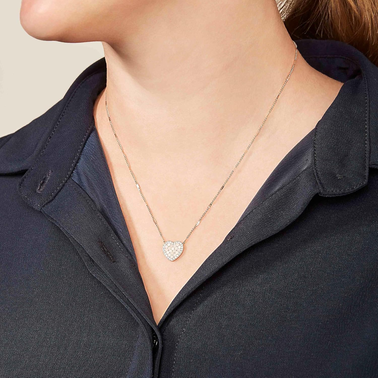 Thumbnail 1 de Fossil Damenkette Val Mosaic Heart aus Edelstahl in Roségold (JF03164791)