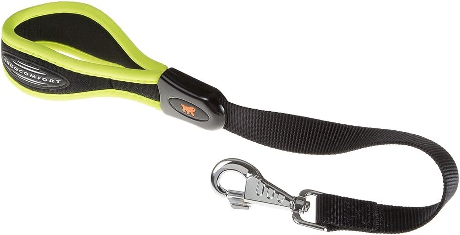 Ferplast Laisse Courte ERGOFLUO – Laisse pour Chien de Grande Taille, poignée Ergonomique rembourrée, nylon, 55 cm x 2,5 cm, Jaune