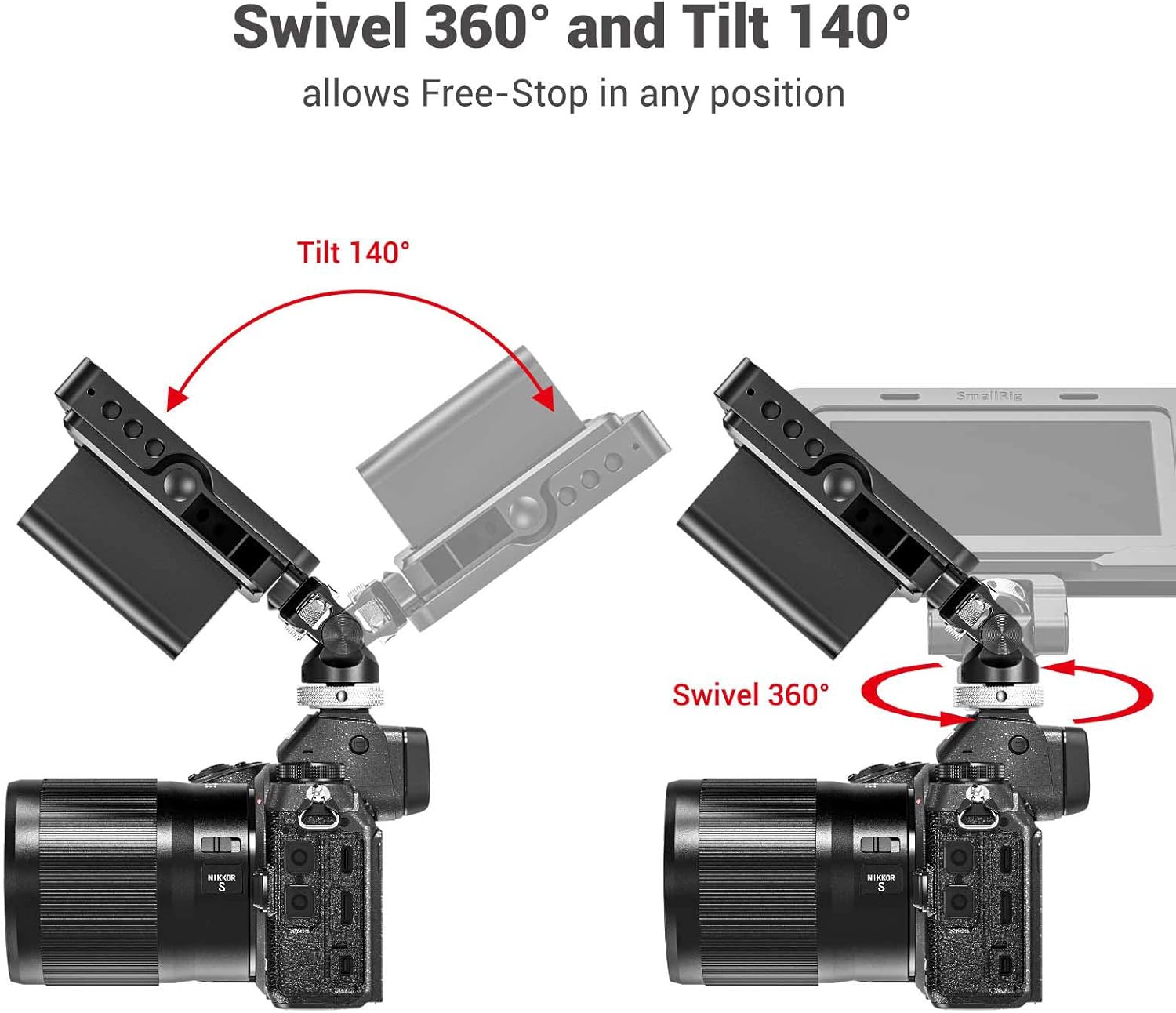 Thumbnail 2 de SMALLRIG Camera Monitor Mount with Cold Shoe Adapter for 5" & 7" Monitors (BSE2346B)