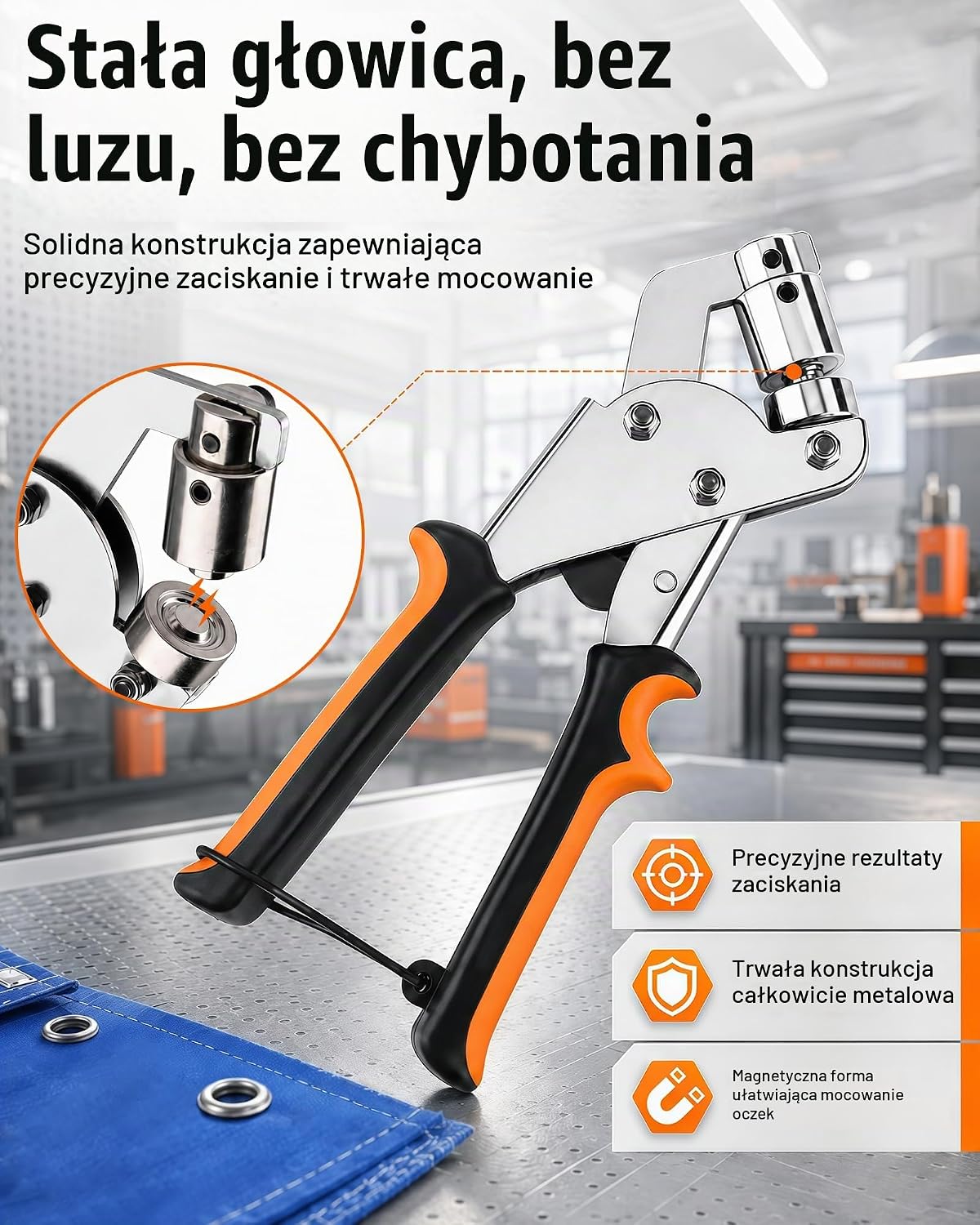 Detalle 2 de Acual 111324 – praska do oczek 10 mm, 300 par i metalowy wybijak